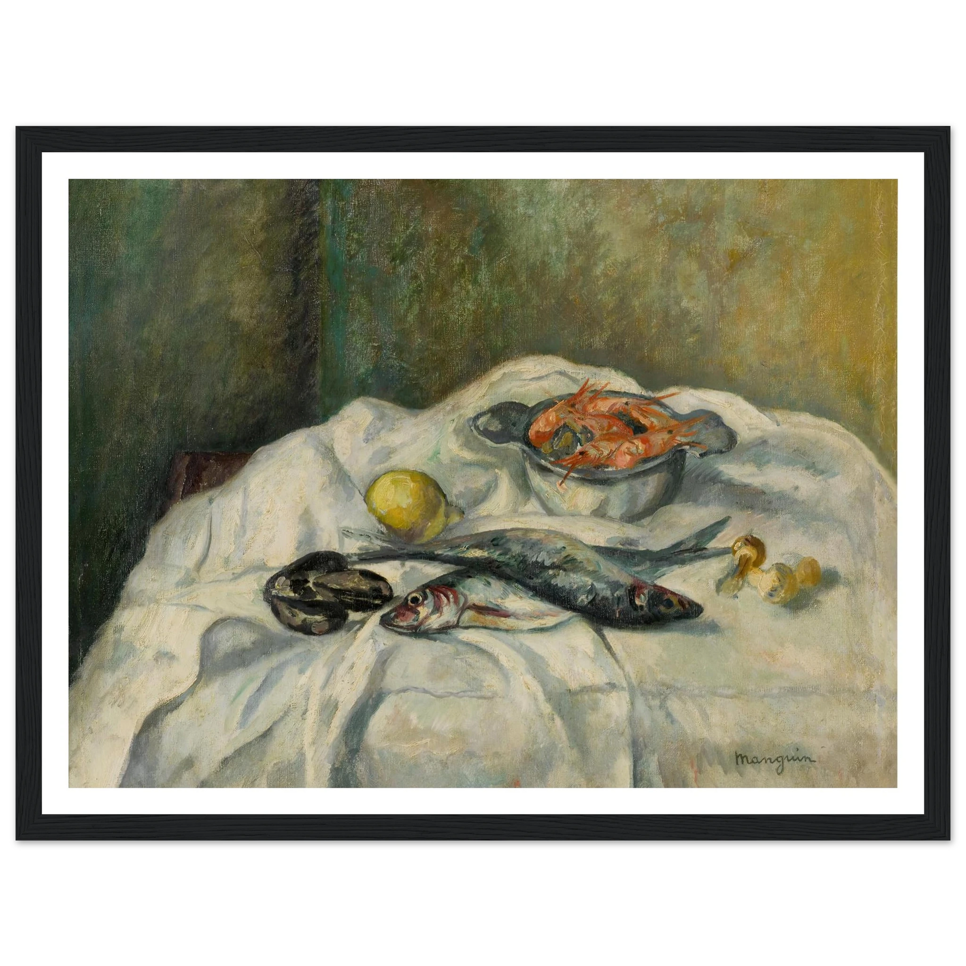 Harengs et crevettes (1934) Art Print | Henri Manguin - Framed Poster - 30x40 cm / 12x16″ - Black frame