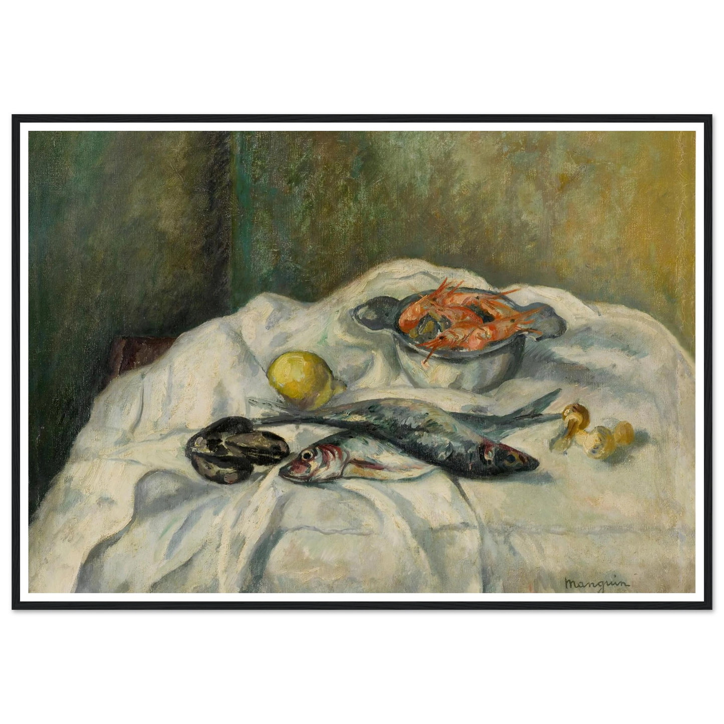 Harengs et crevettes (1934) Art Print | Henri Manguin - Framed Poster - 30x40 cm / 12x16″ - Black frame