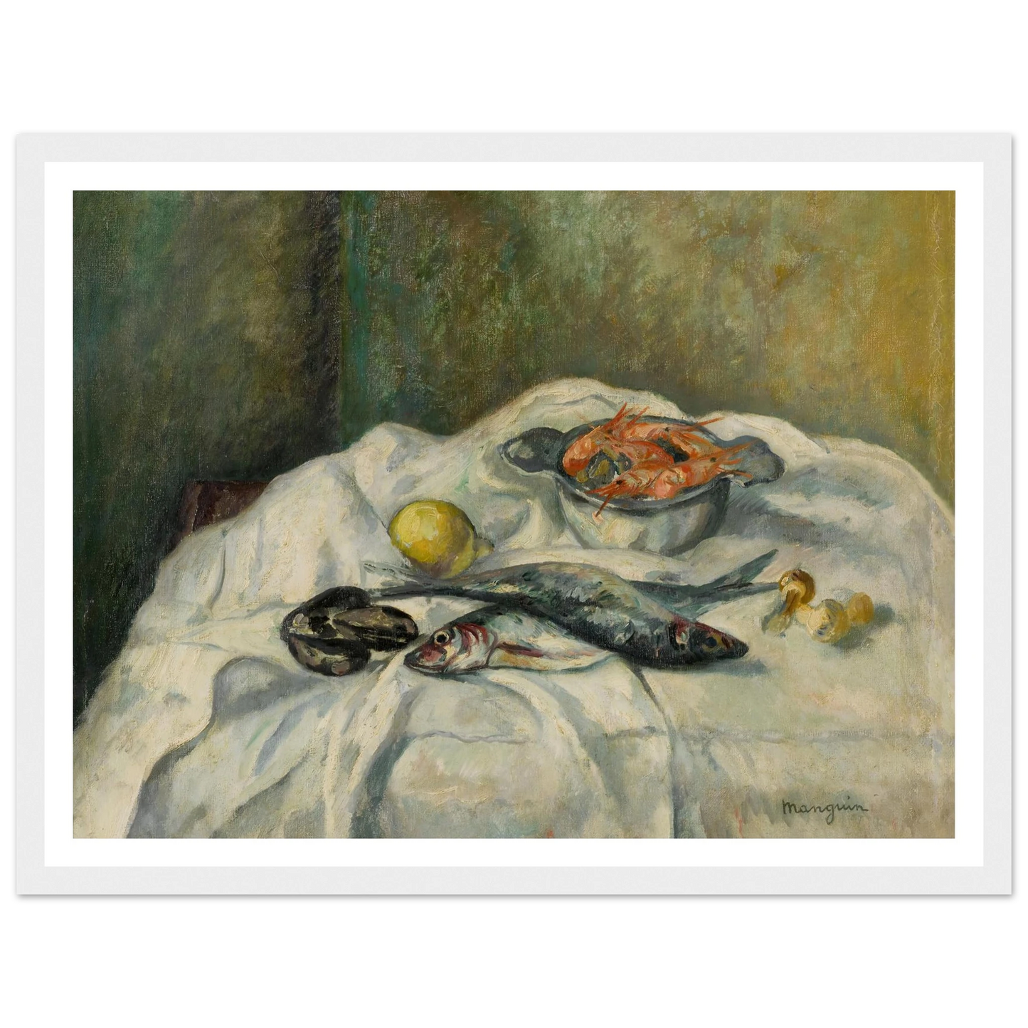 Harengs et crevettes (1934) Art Print | Henri Manguin - Framed Poster - 30x40 cm / 12x16″ - Black frame