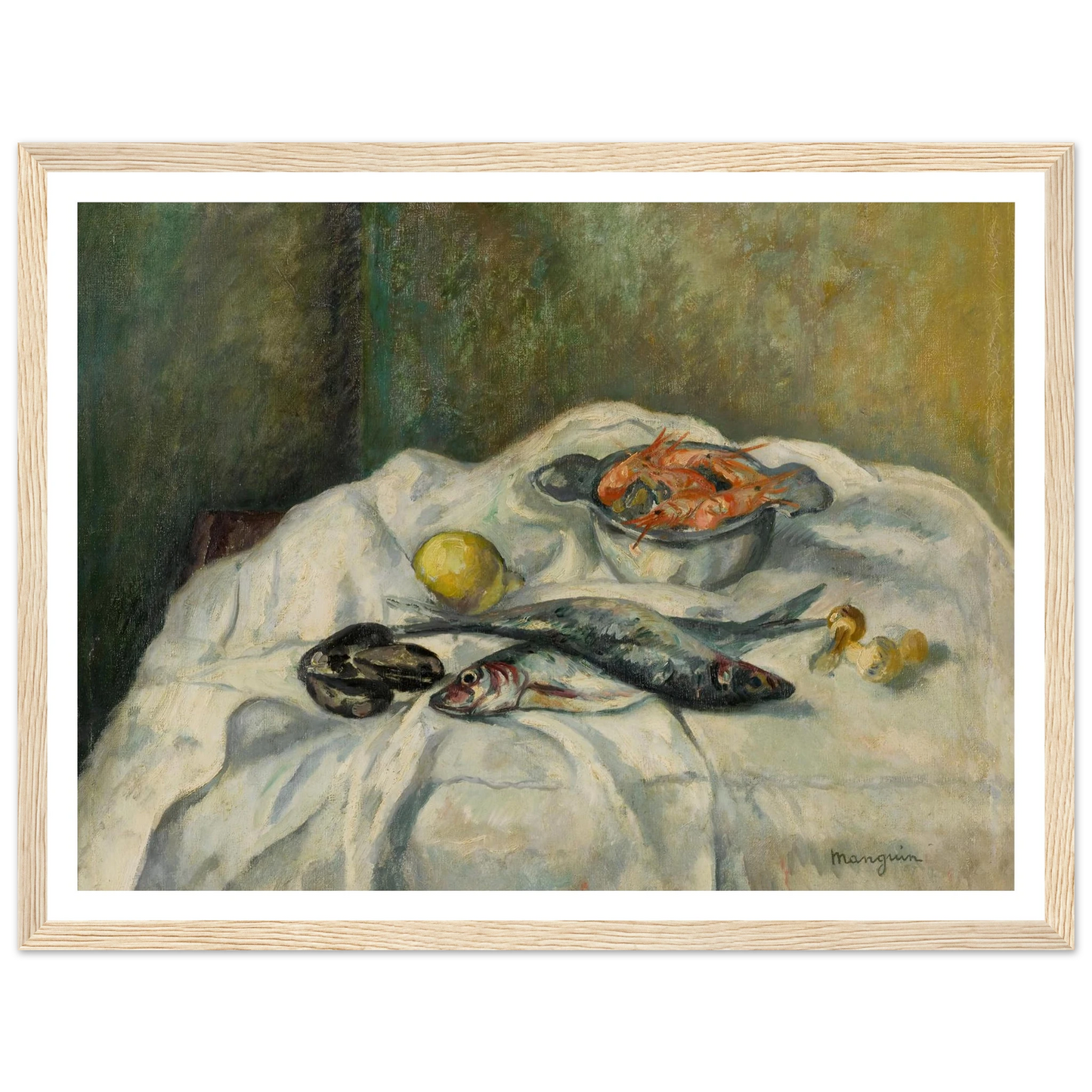 Harengs et crevettes (1934) Art Print | Henri Manguin - Framed Poster - 30x40 cm / 12x16″ - Black frame