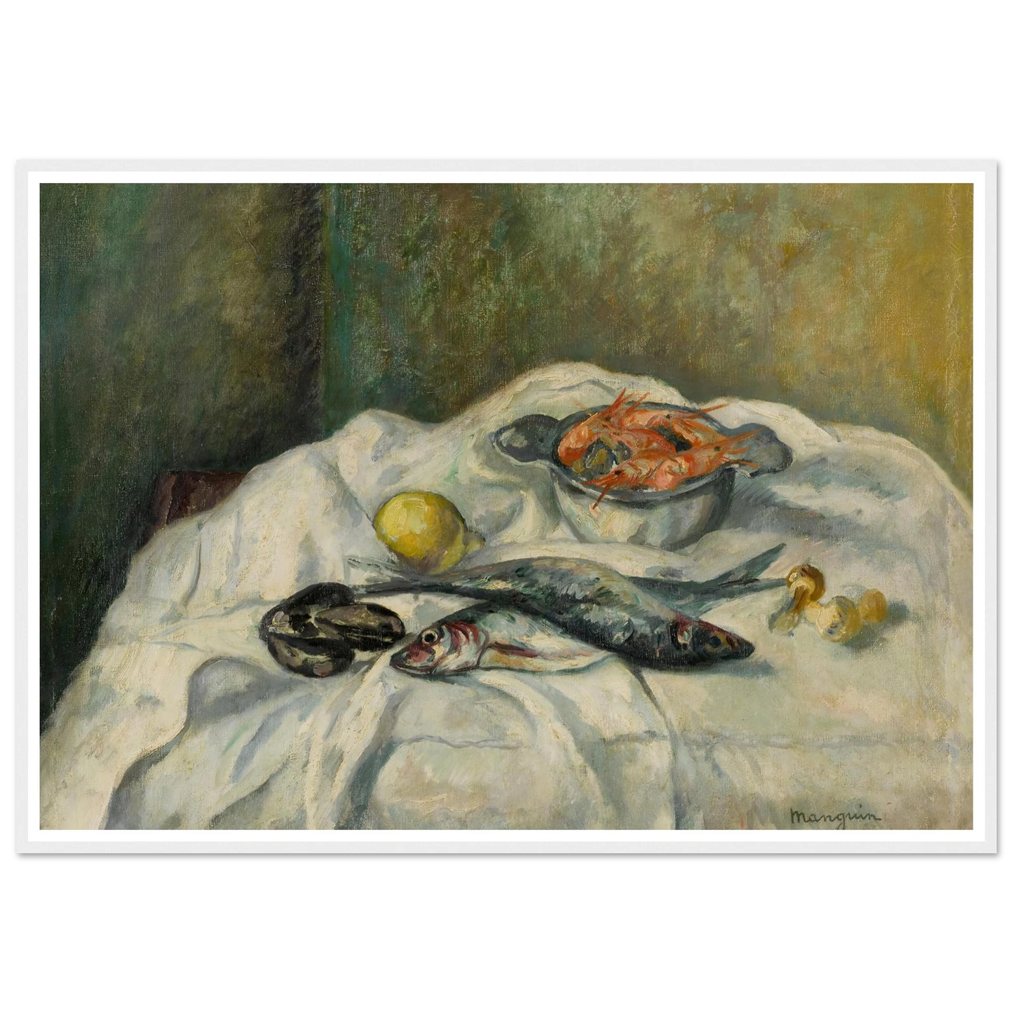 Harengs et crevettes (1934) Art Print | Henri Manguin - Framed Poster - 30x40 cm / 12x16″ - Black frame
