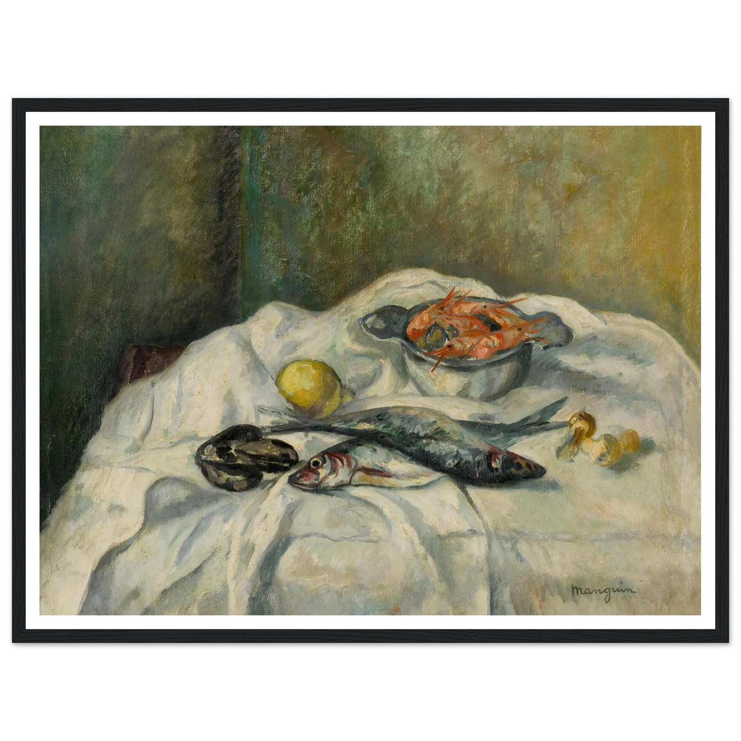 Harengs et crevettes (1934) Art Print | Henri Manguin - Framed Poster - 30x40 cm / 12x16″ - Black frame