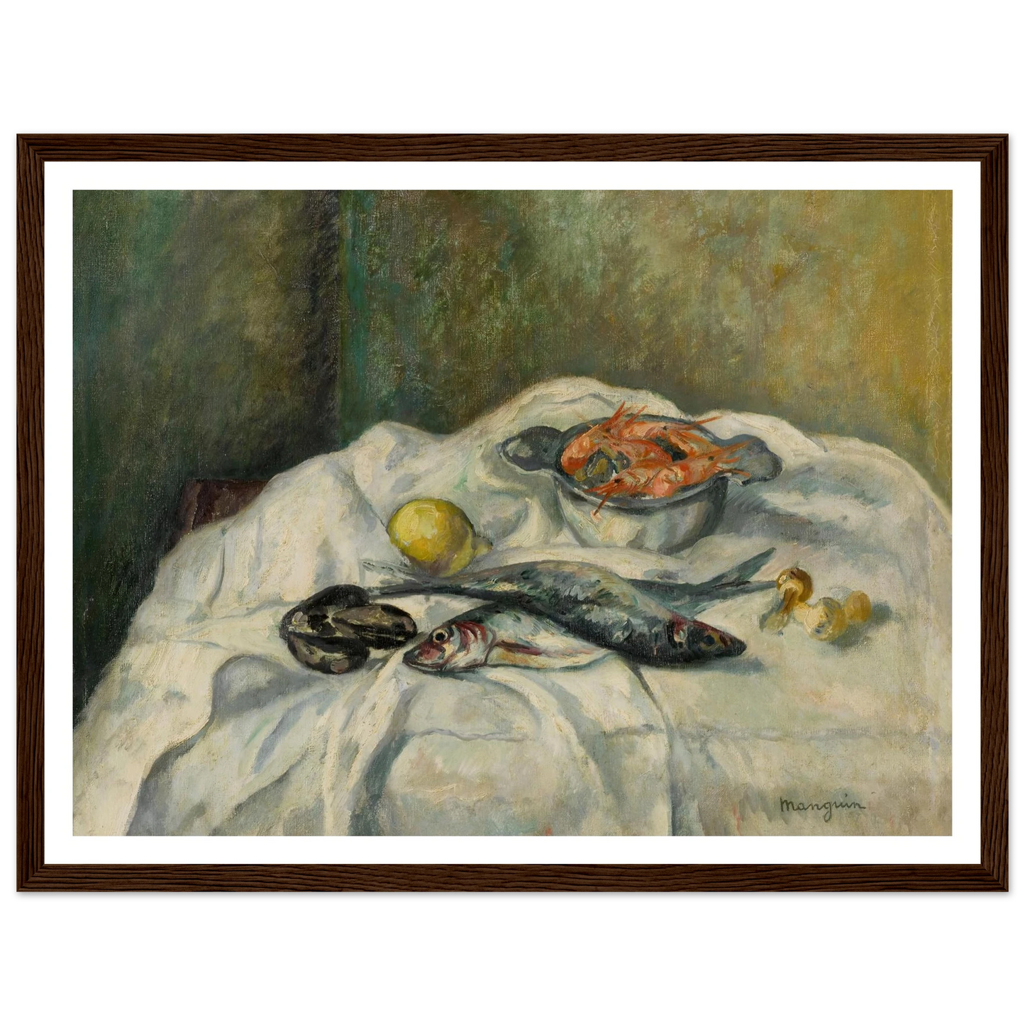 Harengs et crevettes (1934) Art Print | Henri Manguin - Framed Poster - 30x40 cm / 12x16″ - Black frame