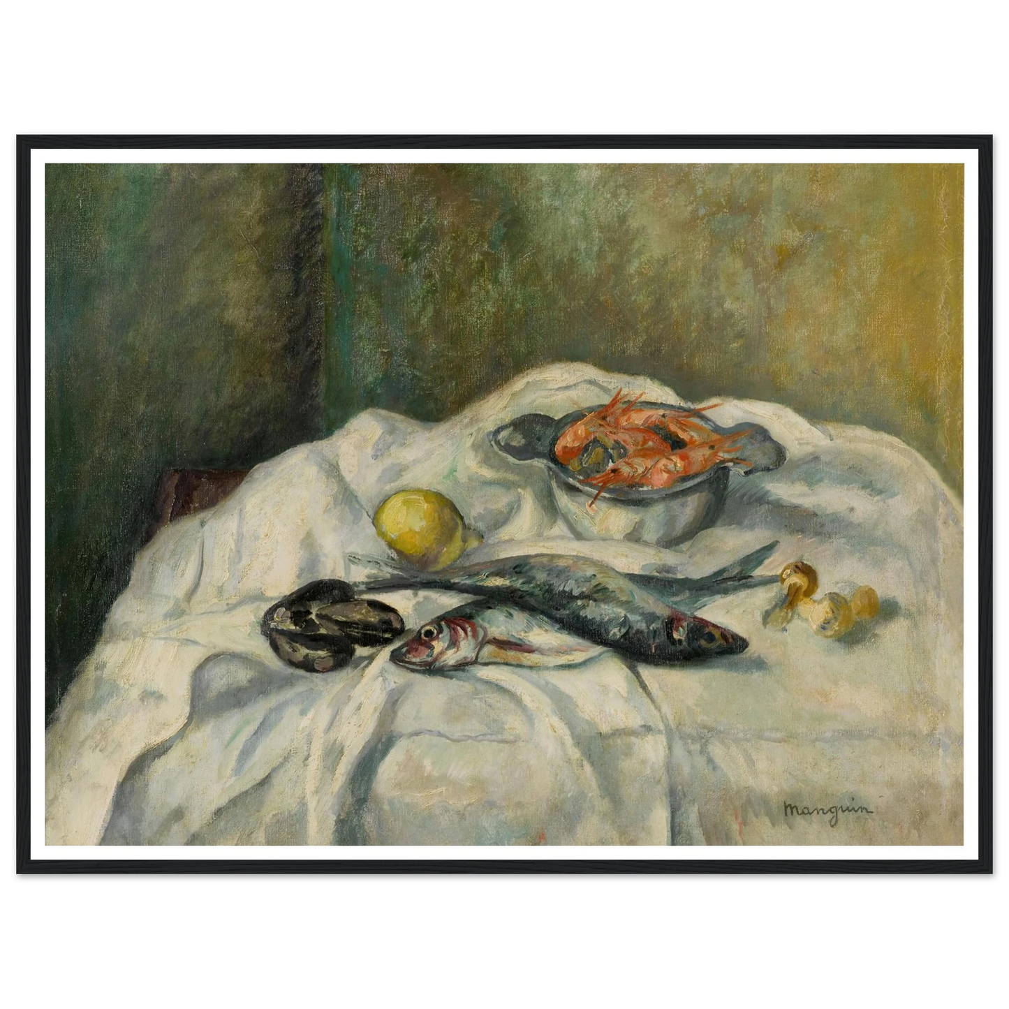 Harengs et crevettes (1934) Art Print | Henri Manguin - Framed Poster - 30x40 cm / 12x16″ - Black frame