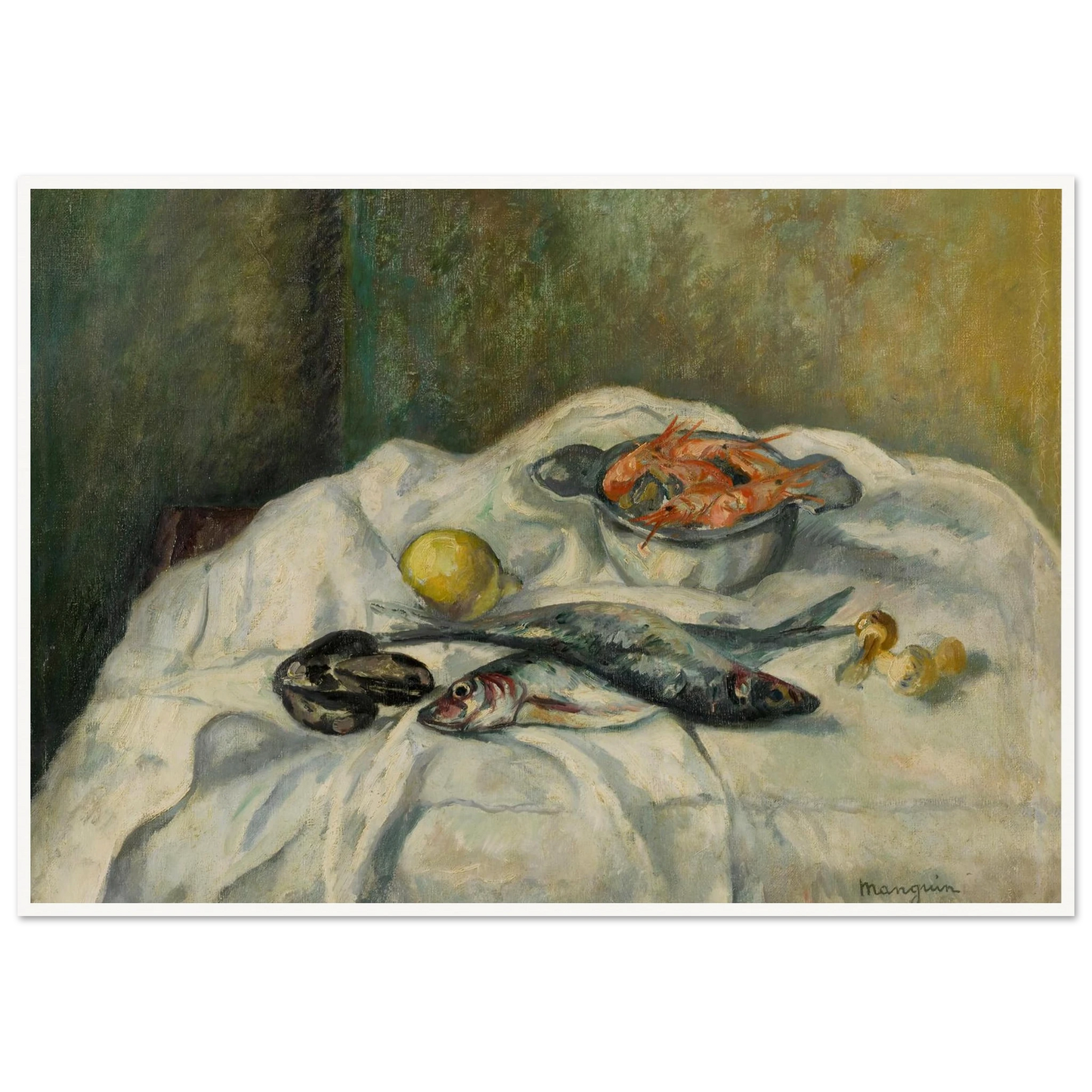 Harengs et crevettes (1934) Art Print | Henri Manguin - Framed Poster - 30x40 cm / 12x16″ - Black frame