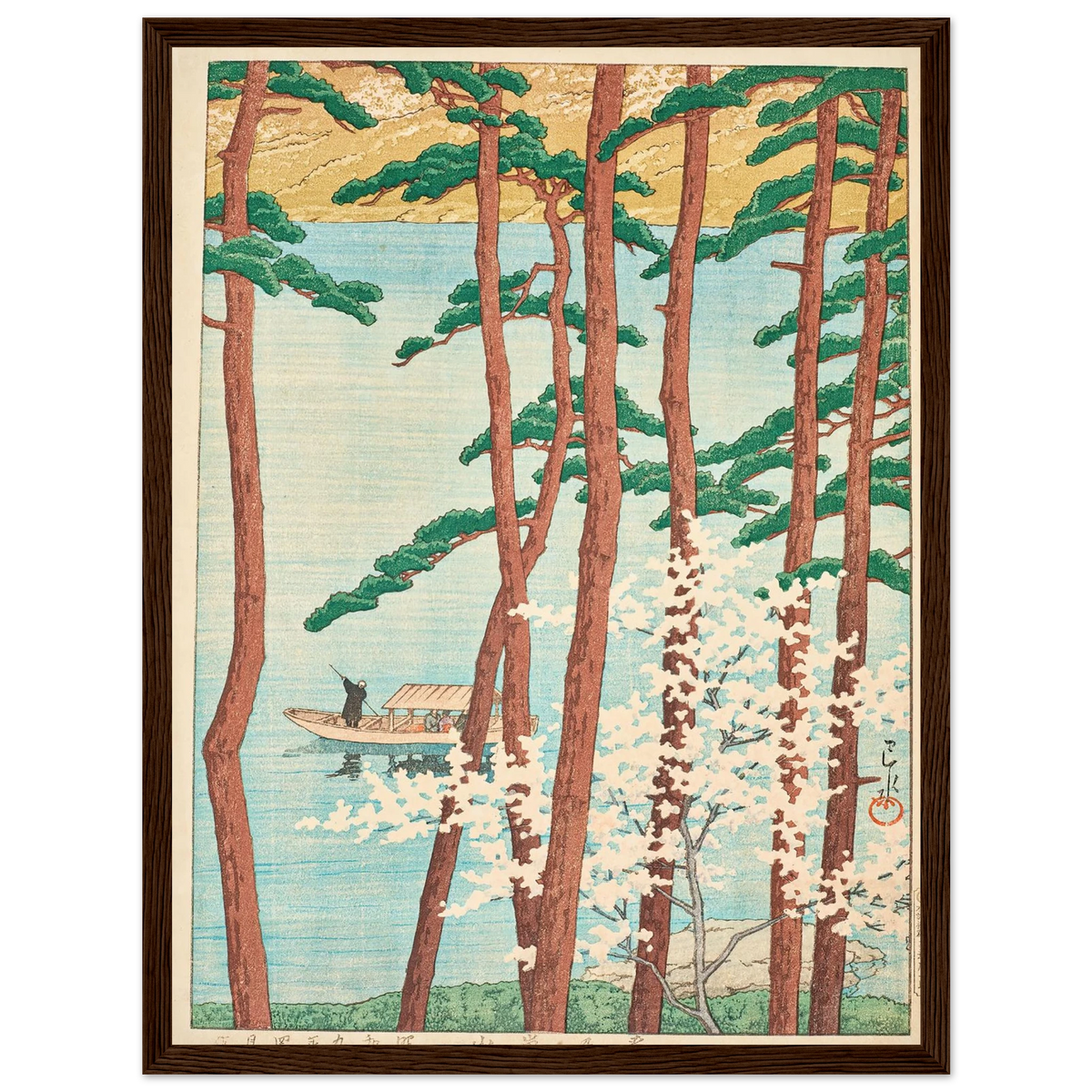 Haru no Arashiyama (Spring in Arashiyama) (1934) Art Print | Kawase Hasui - Framed Poster - 30x40 cm / 12x16″ - Black frame