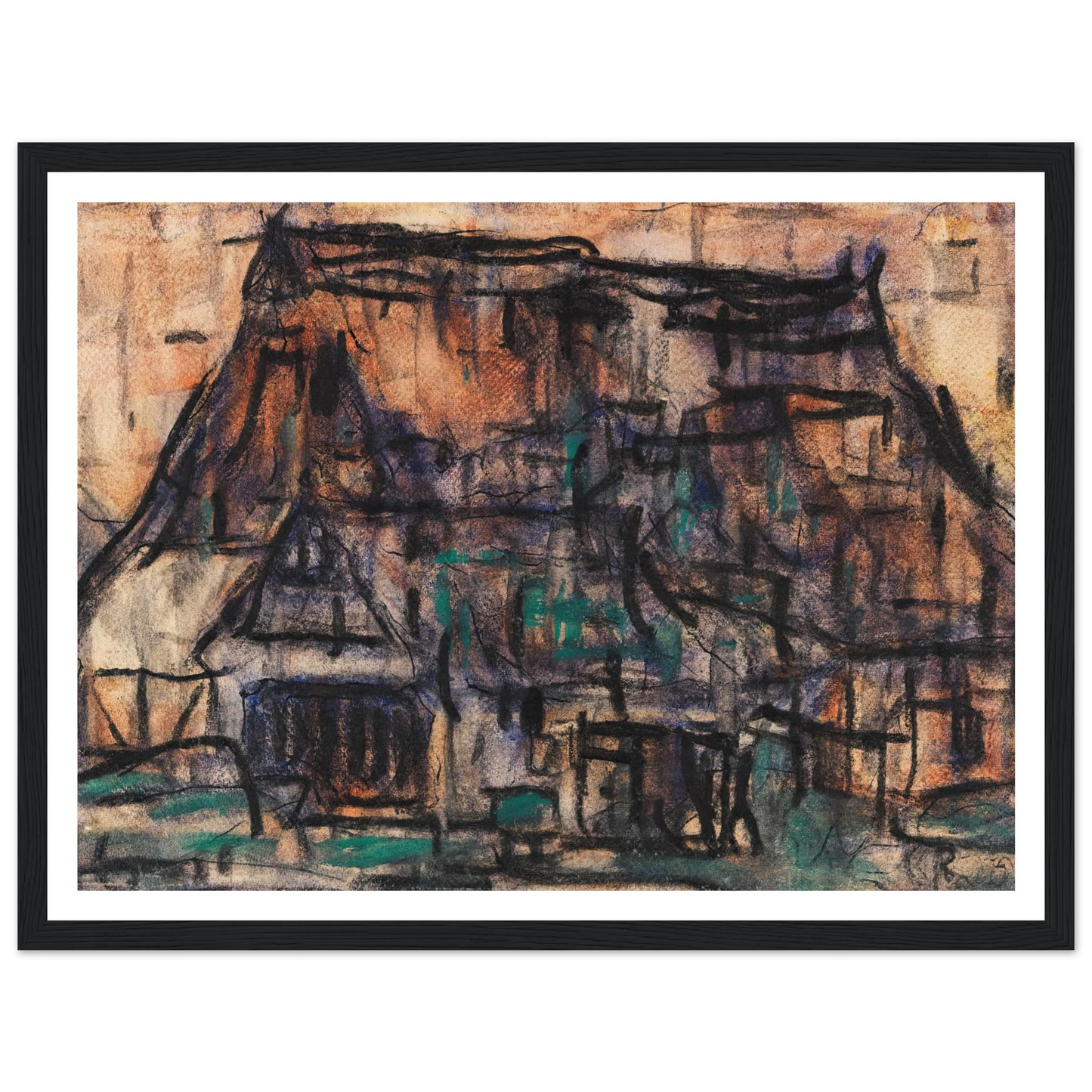 Haus in Soest (1920) Art Print | Christian Rohlfs - Framed Poster - 30x40 cm / 12x16″ - Black frame
