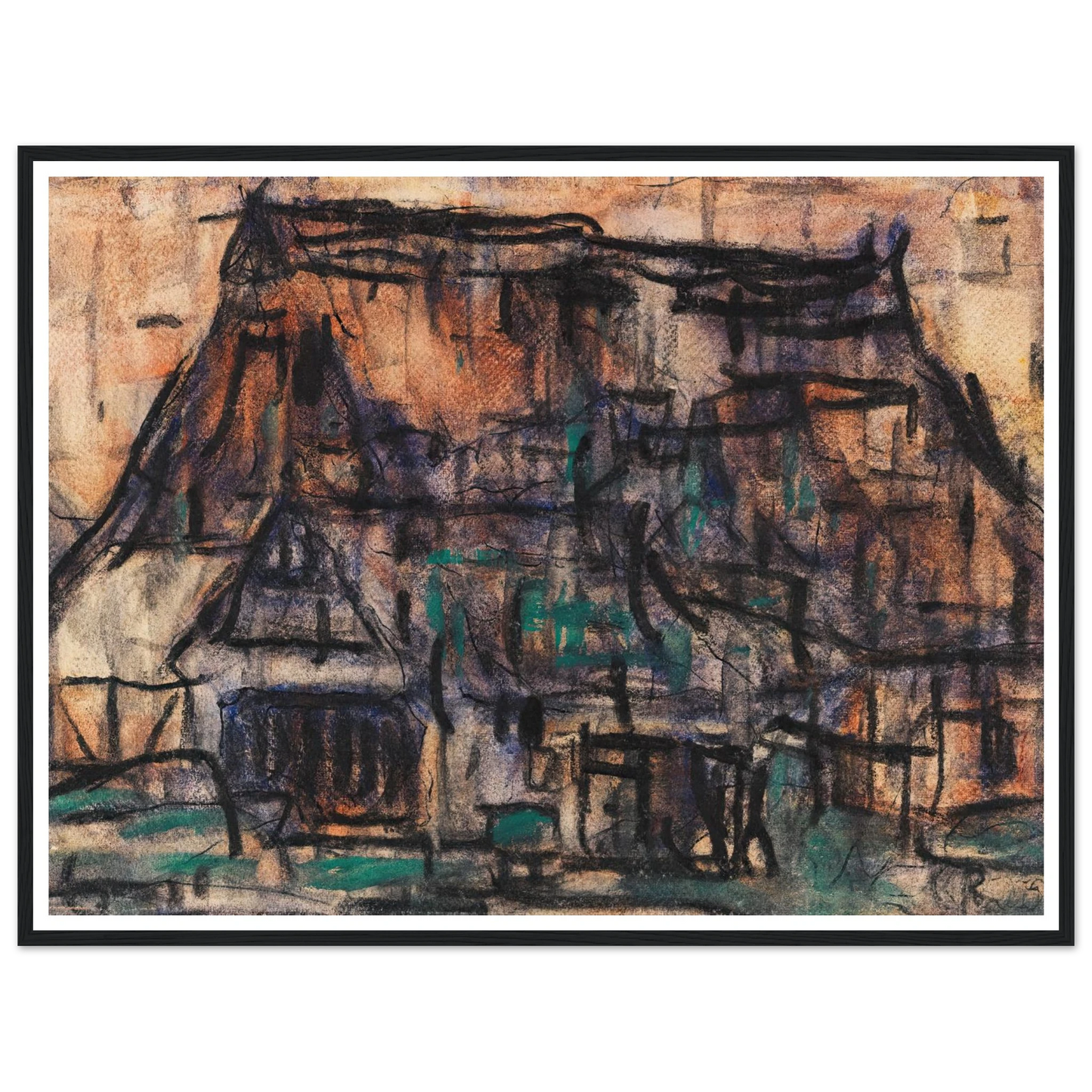Haus in Soest (1920) Art Print | Christian Rohlfs - Framed Poster - 30x40 cm / 12x16″ - Black frame