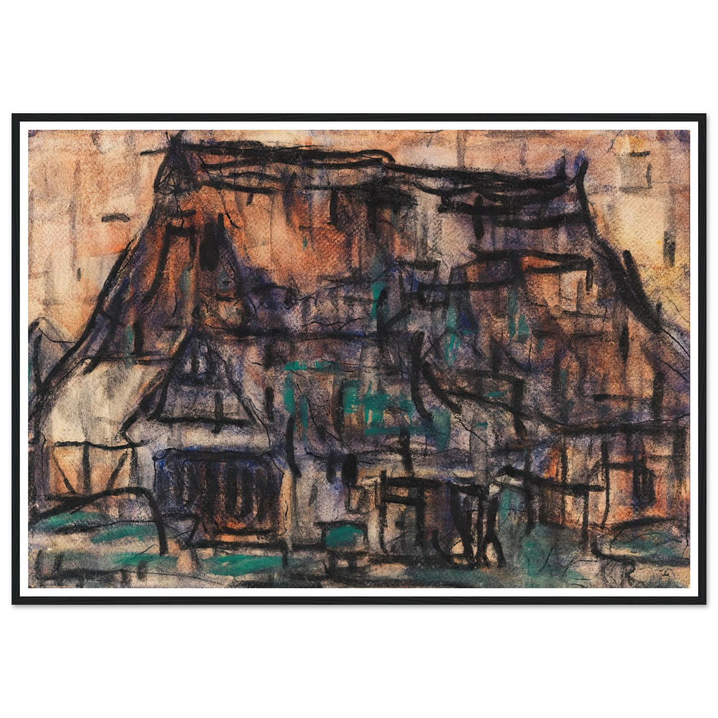 Haus in Soest (1920) Art Print | Christian Rohlfs - Framed Poster - 30x40 cm / 12x16″ - Black frame