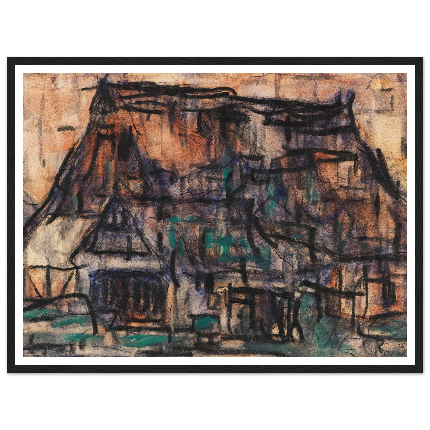 Haus in Soest (1920) Art Print | Christian Rohlfs - Framed Poster - 30x40 cm / 12x16″ - Black frame