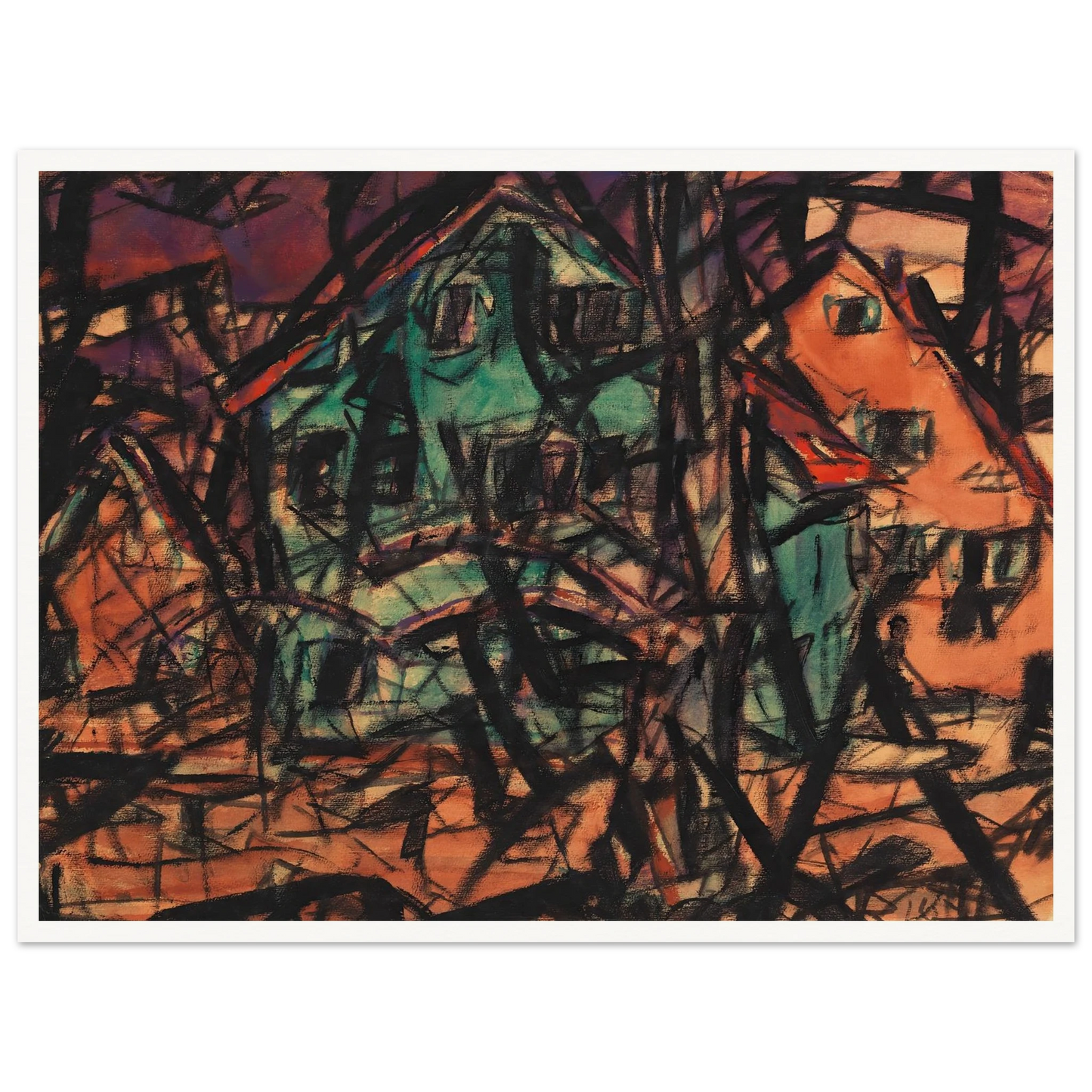 Häuser (1919) Art Print | Christian Rohlfs - Framed Poster - 30x40 cm / 12x16″ - Black frame