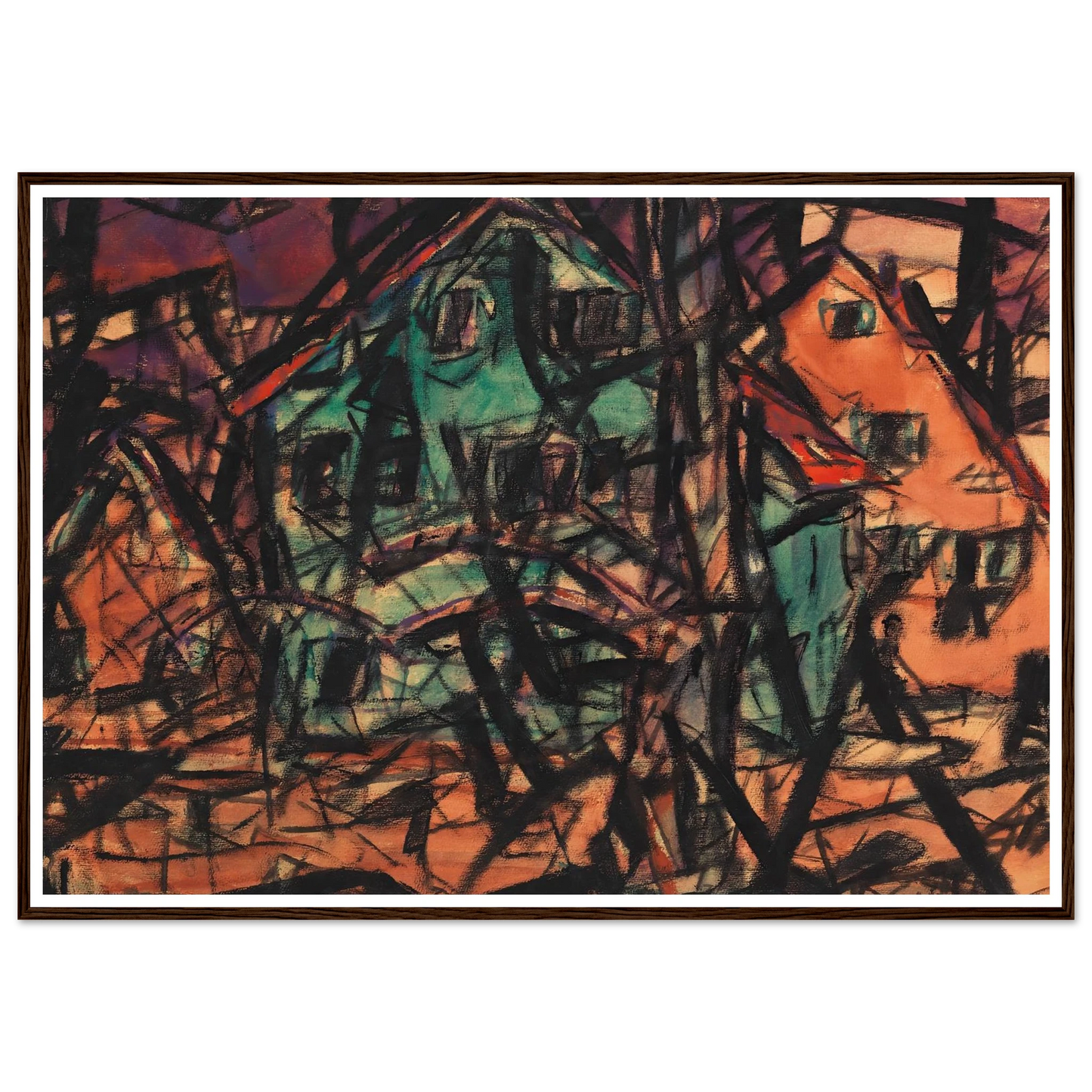 Häuser (1919) Art Print | Christian Rohlfs - Framed Poster - 30x40 cm / 12x16″ - Black frame