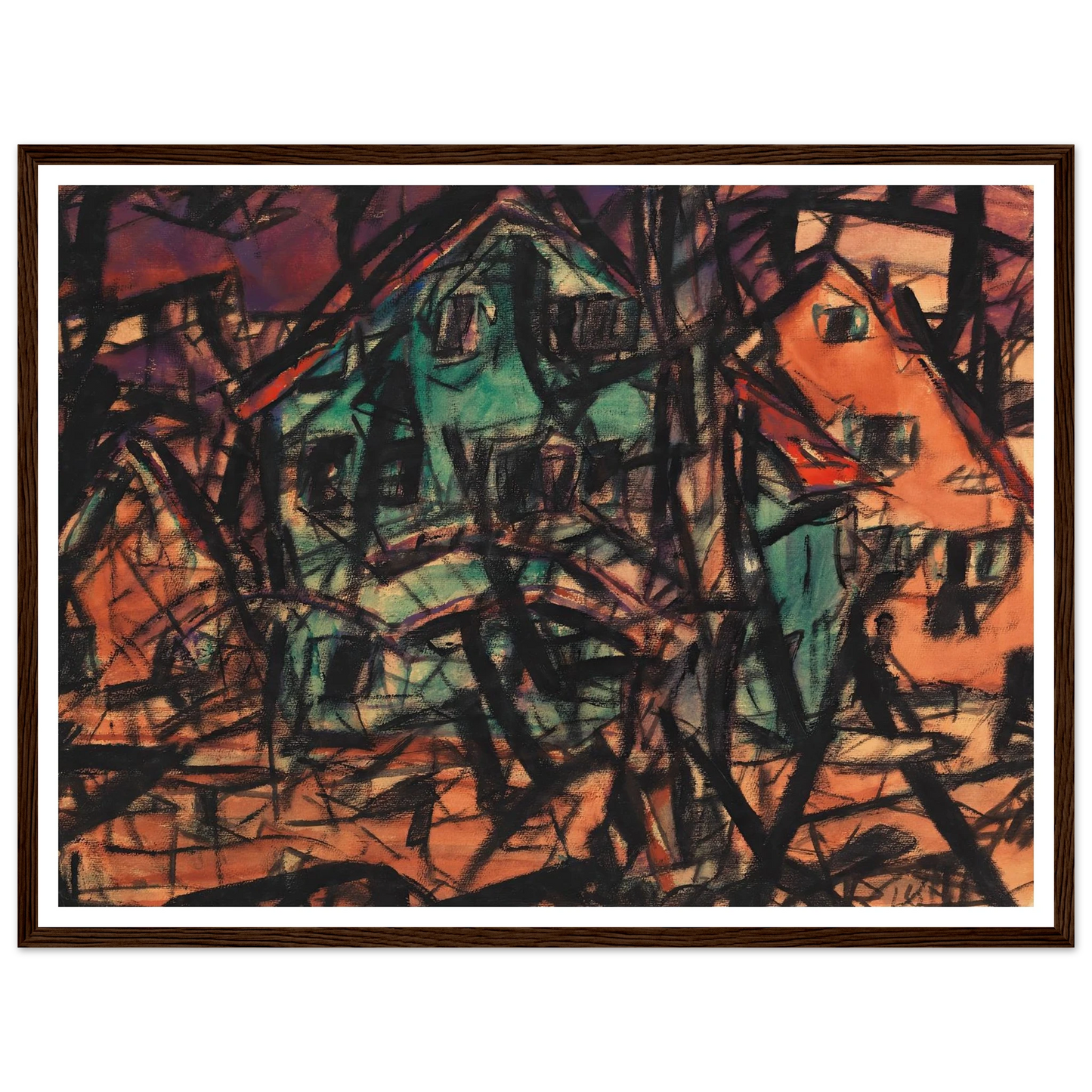 Häuser (1919) Art Print | Christian Rohlfs - Framed Poster - 30x40 cm / 12x16″ - Black frame