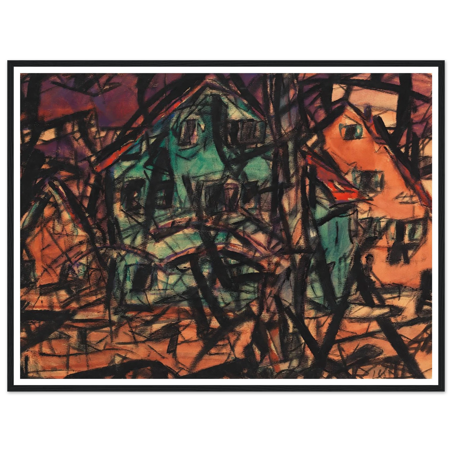 Häuser (1919) Art Print | Christian Rohlfs - Framed Poster - 30x40 cm / 12x16″ - Black frame