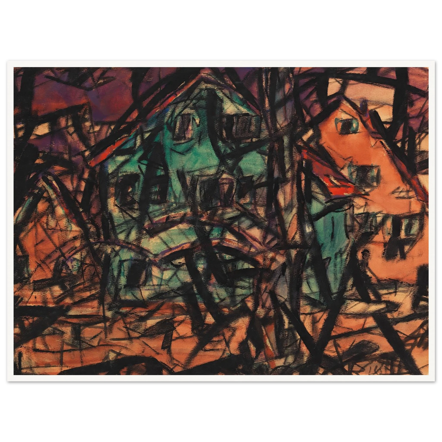 Häuser (1919) Art Print | Christian Rohlfs - Framed Poster - 30x40 cm / 12x16″ - Black frame