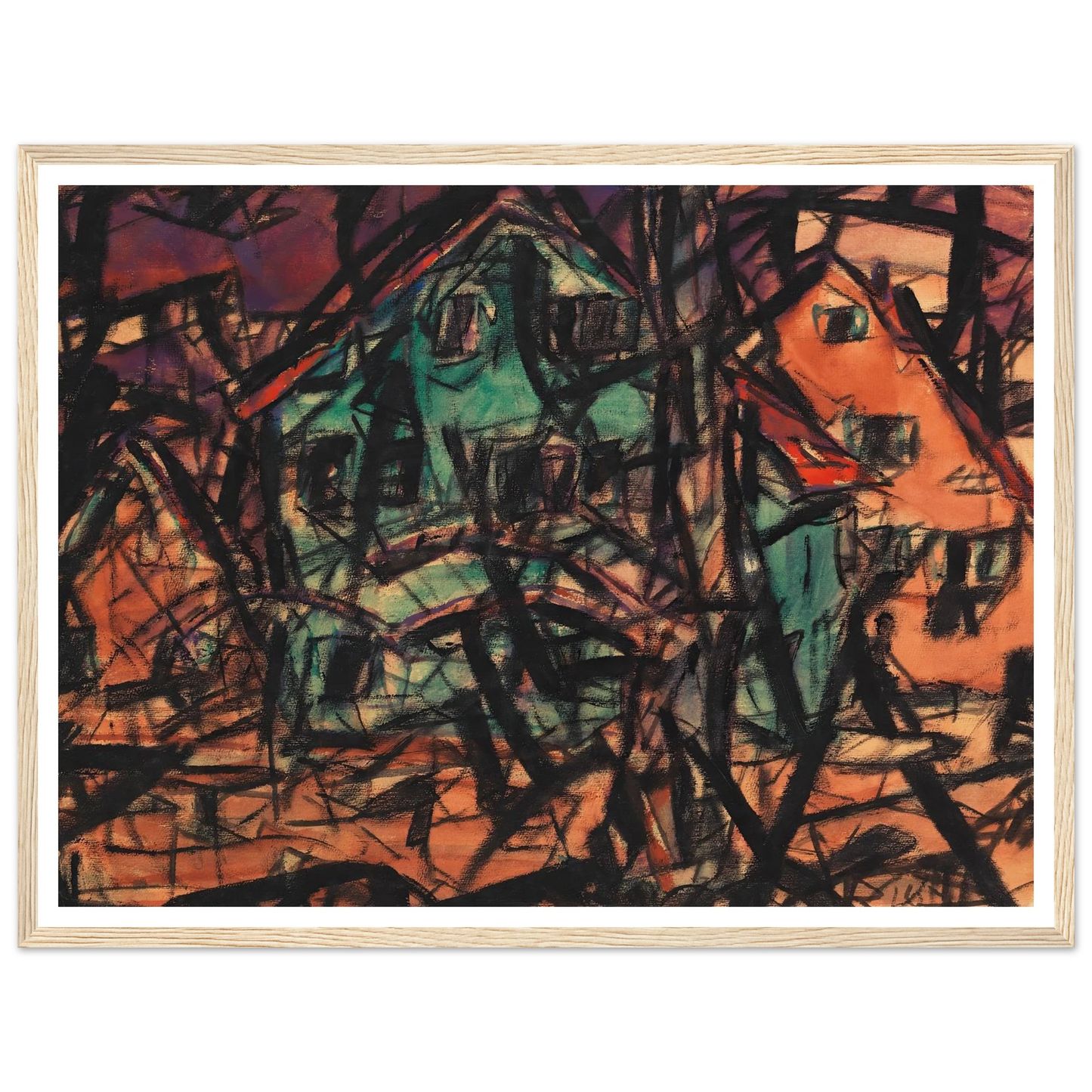 Häuser (1919) Art Print | Christian Rohlfs - Framed Poster - 30x40 cm / 12x16″ - Black frame