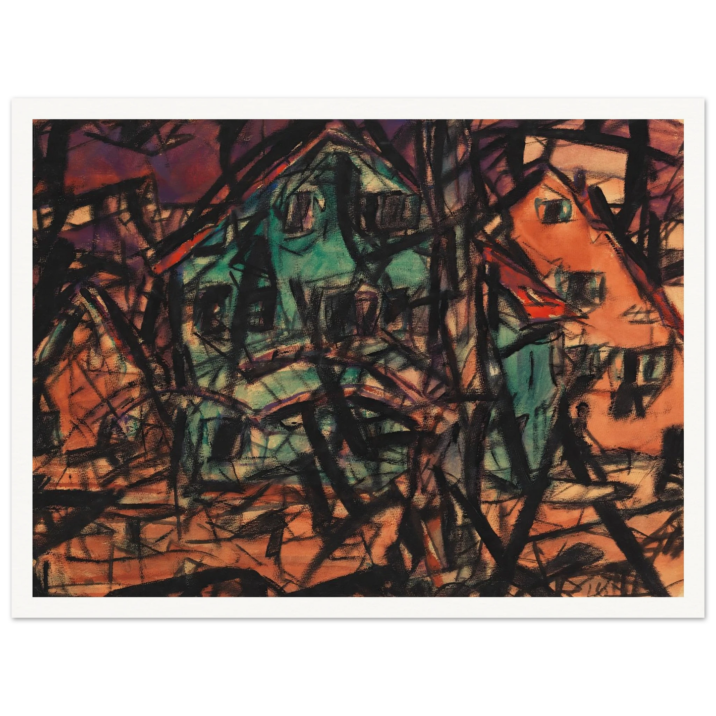 Häuser (1919) Art Print | Christian Rohlfs - Framed Poster - 30x40 cm / 12x16″ - Black frame