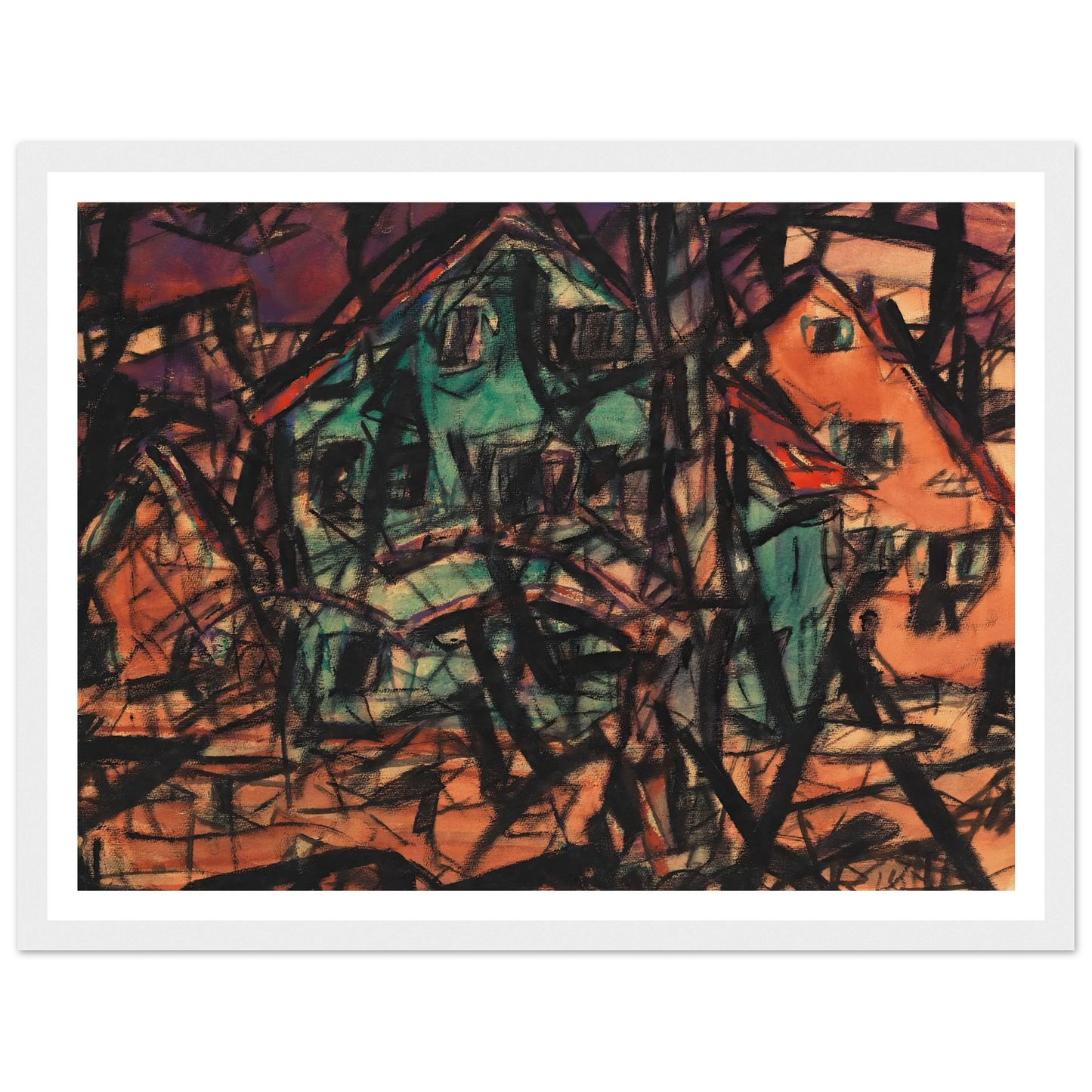 Häuser (1919) Art Print | Christian Rohlfs - Framed Poster - 30x40 cm / 12x16″ - Black frame