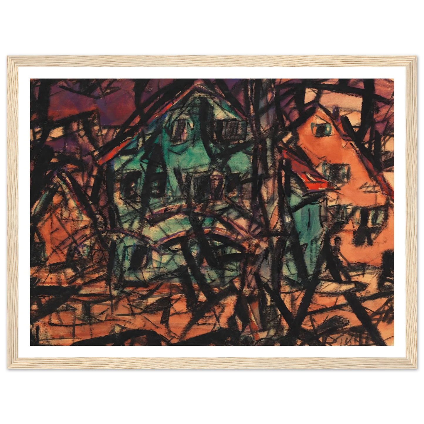 Häuser (1919) Art Print | Christian Rohlfs - Framed Poster - 30x40 cm / 12x16″ - Black frame