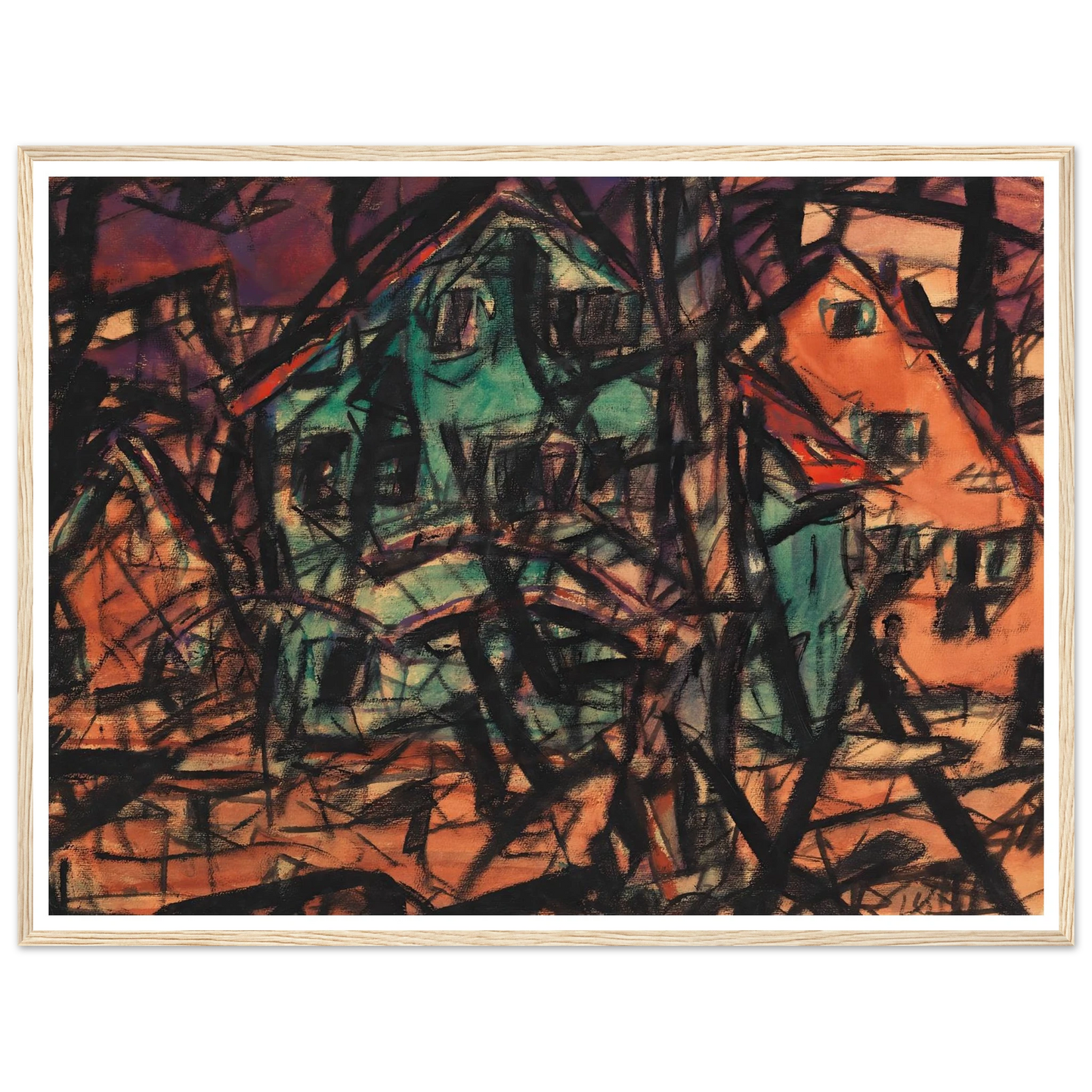 Häuser (1919) Art Print | Christian Rohlfs - Framed Poster - 30x40 cm / 12x16″ - Black frame