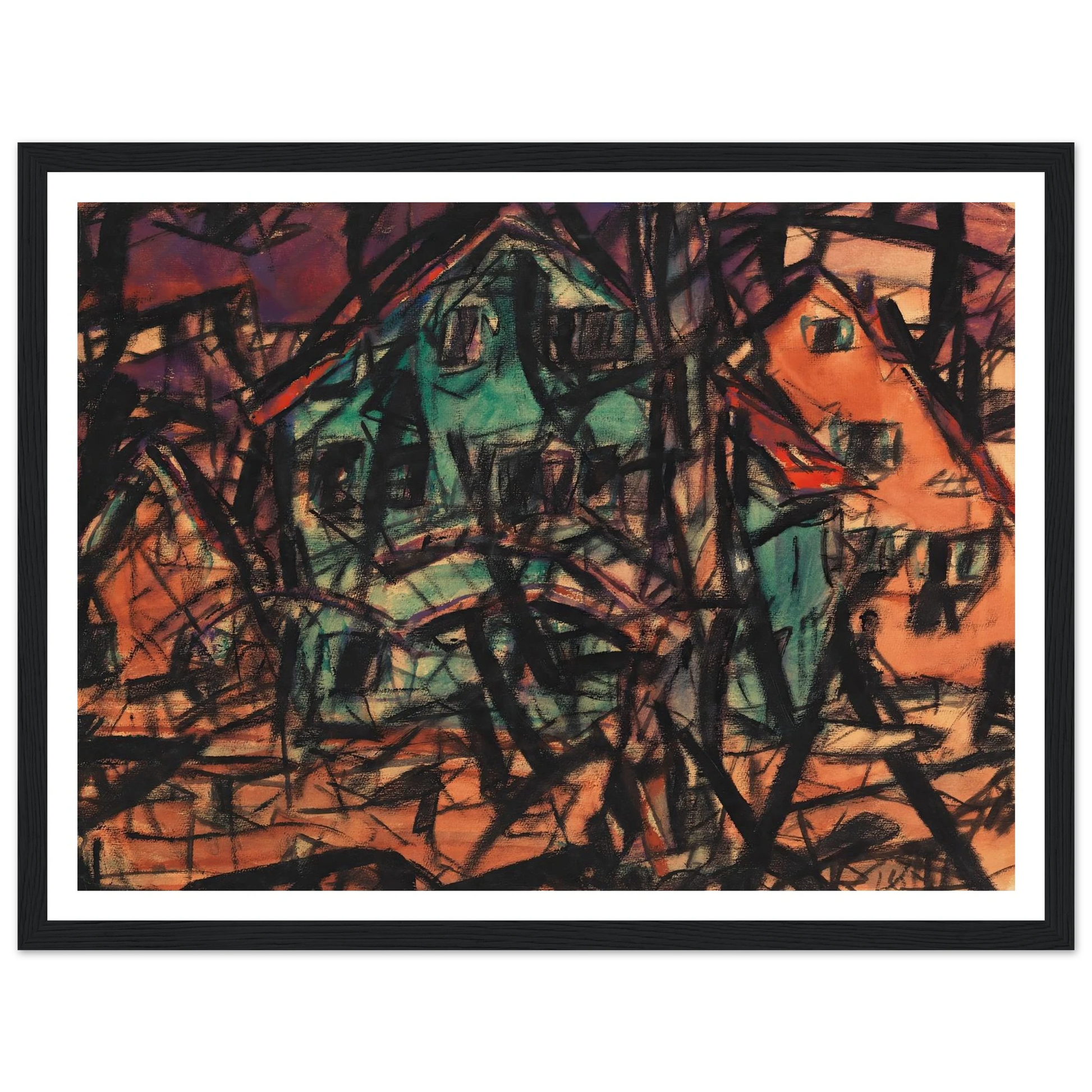 Häuser (1919) Art Print | Christian Rohlfs - Framed Poster - 30x40 cm / 12x16″ - Black frame