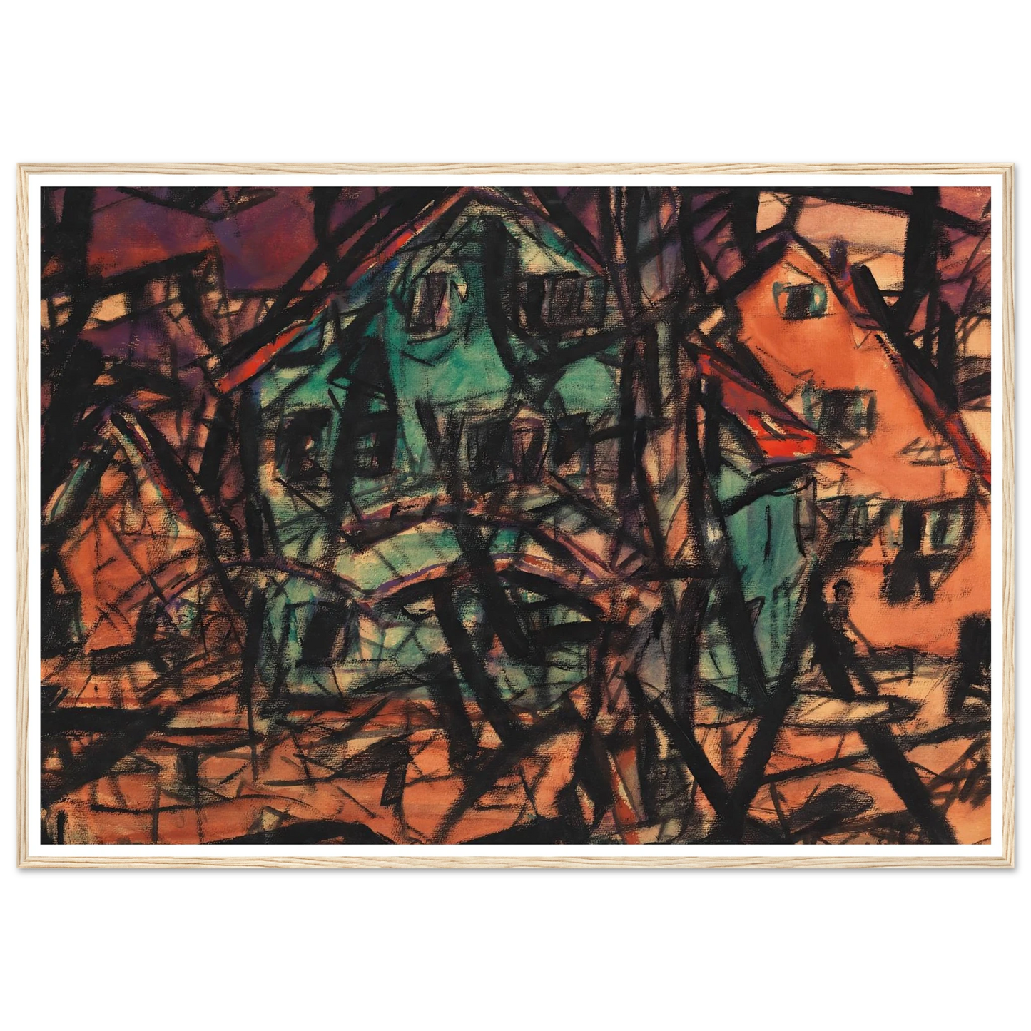 Häuser (1919) Art Print | Christian Rohlfs - Framed Poster - 30x40 cm / 12x16″ - Black frame