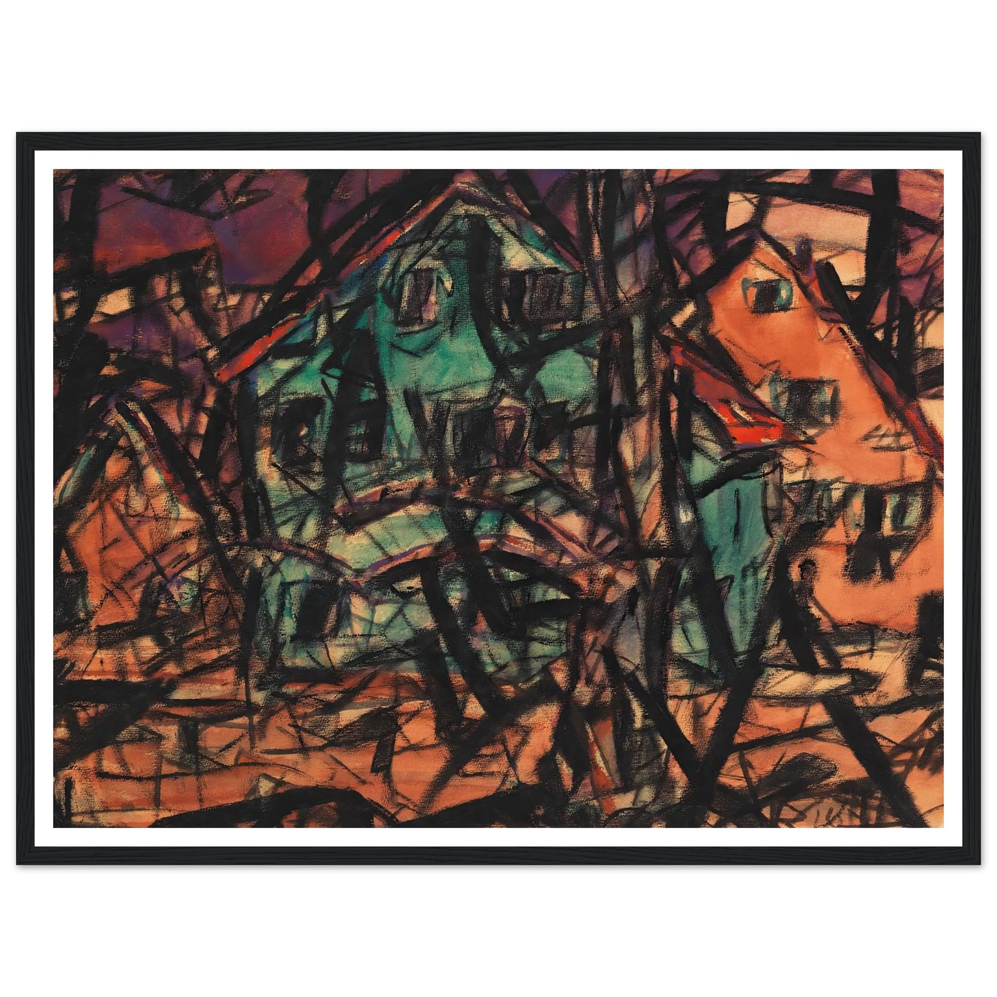 Häuser (1919) Art Print | Christian Rohlfs - Framed Poster - 30x40 cm / 12x16″ - Black frame