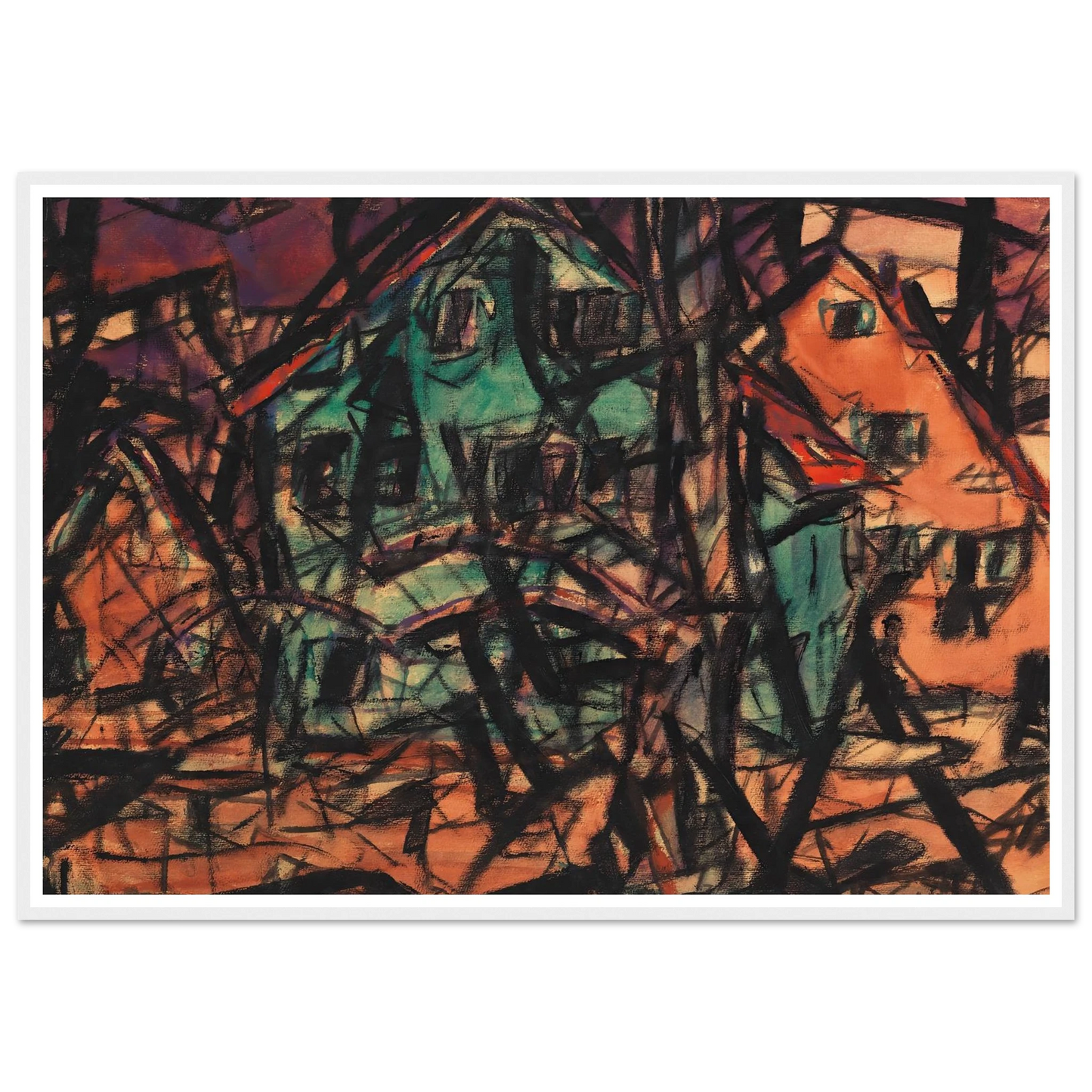 Häuser (1919) Art Print | Christian Rohlfs - Framed Poster - 30x40 cm / 12x16″ - Black frame