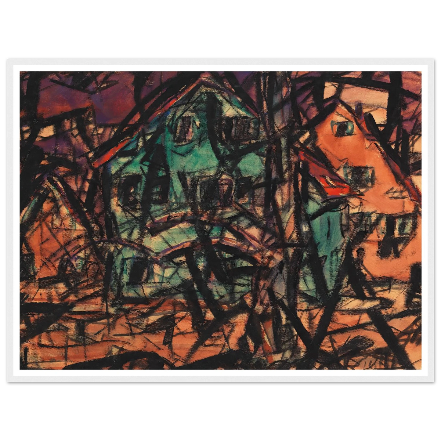 Häuser (1919) Art Print | Christian Rohlfs - Framed Poster - 30x40 cm / 12x16″ - Black frame