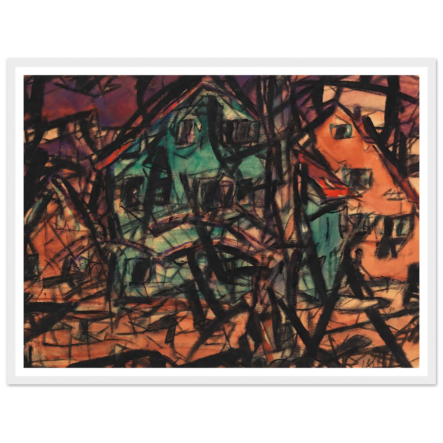 Häuser (1919) Art Print | Christian Rohlfs - Framed Poster - 30x40 cm / 12x16″ - Black frame