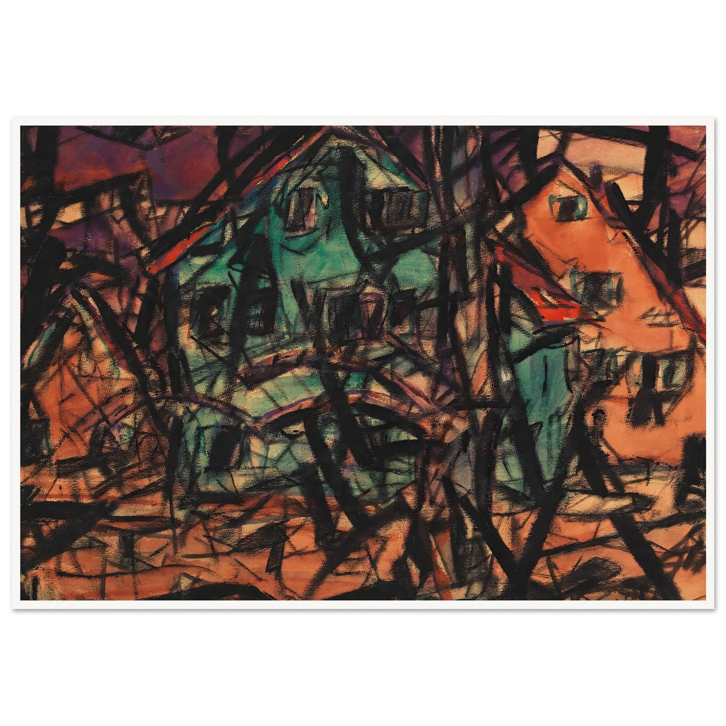 Häuser (1919) Art Print | Christian Rohlfs - Framed Poster - 30x40 cm / 12x16″ - Black frame