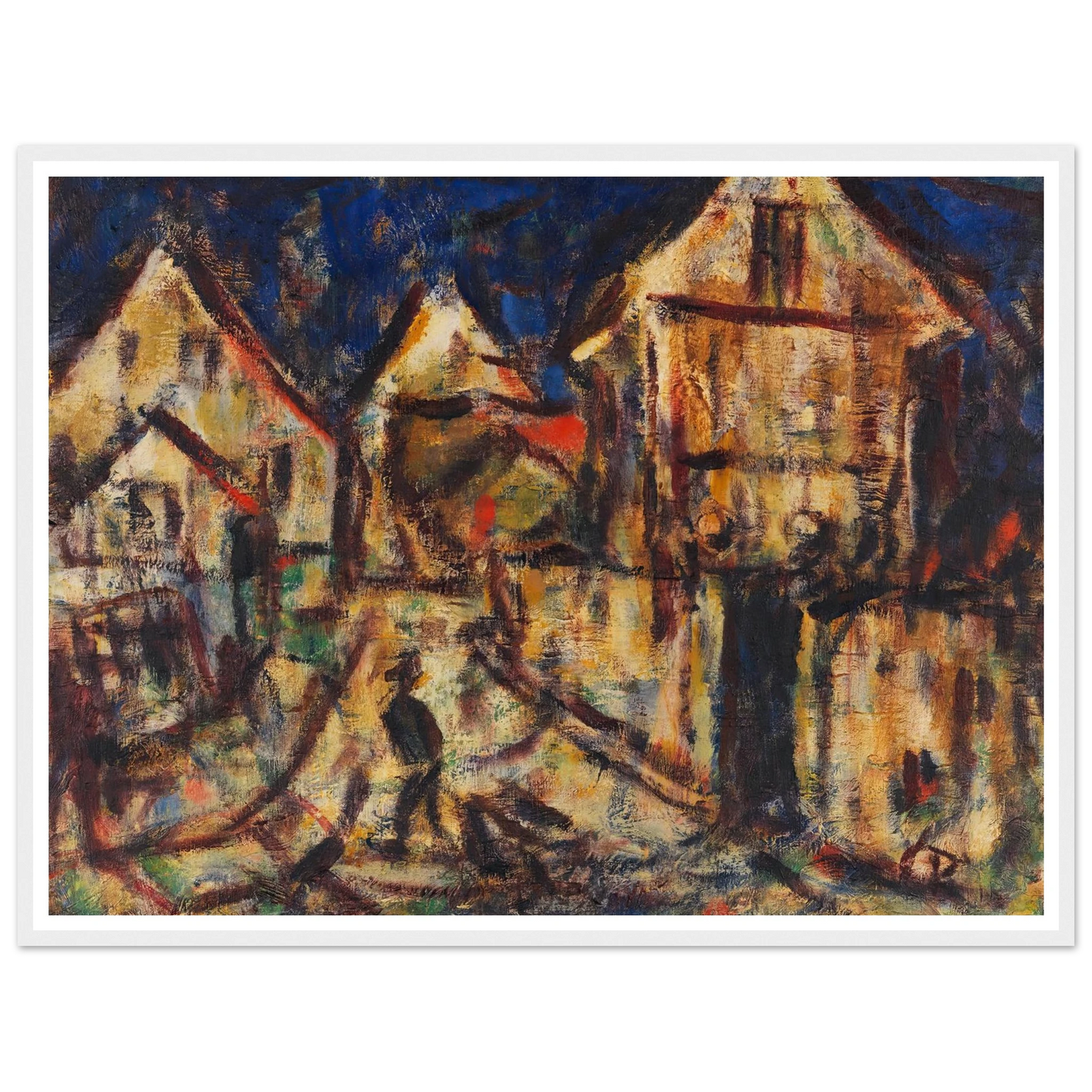 Häuser in Soest (1918) Art Print | Christian Rohlfs - Framed Poster - 30x40 cm / 12x16″ - Black frame