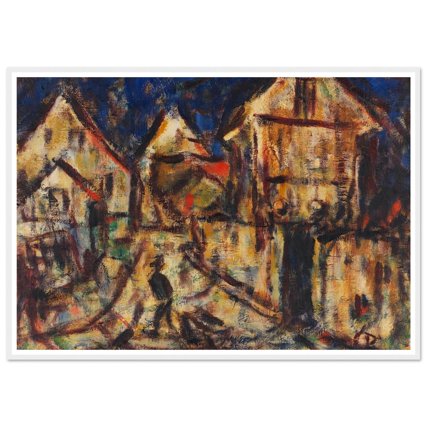 Häuser in Soest (1918) Art Print | Christian Rohlfs - Framed Poster - 30x40 cm / 12x16″ - Black frame