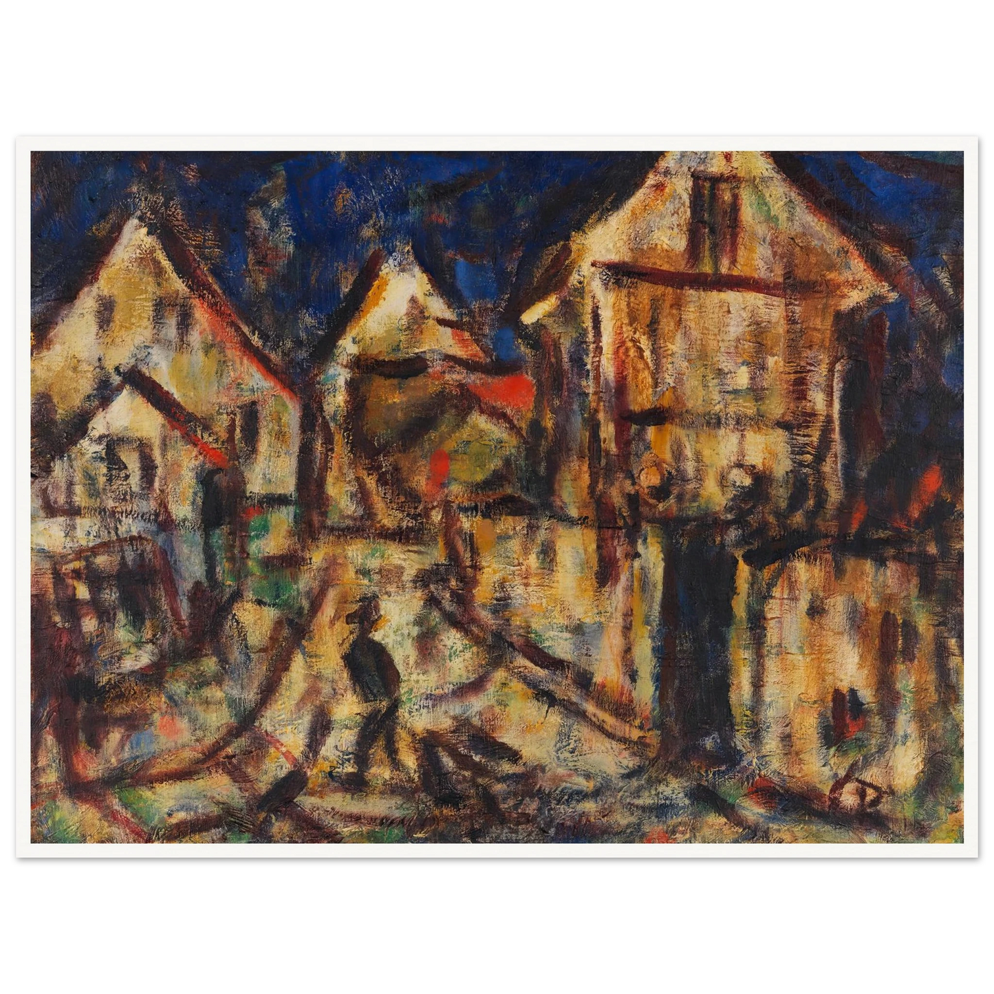 Häuser in Soest (1918) Art Print | Christian Rohlfs - Framed Poster - 30x40 cm / 12x16″ - Black frame
