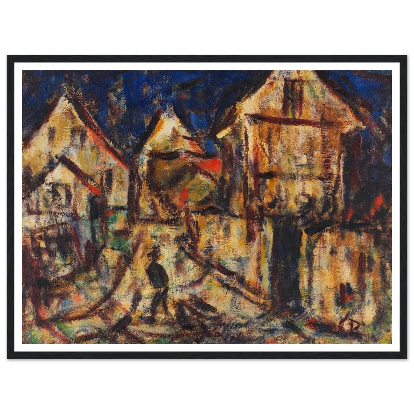 Häuser in Soest (1918) Art Print | Christian Rohlfs - Framed Poster - 30x40 cm / 12x16″ - Black frame