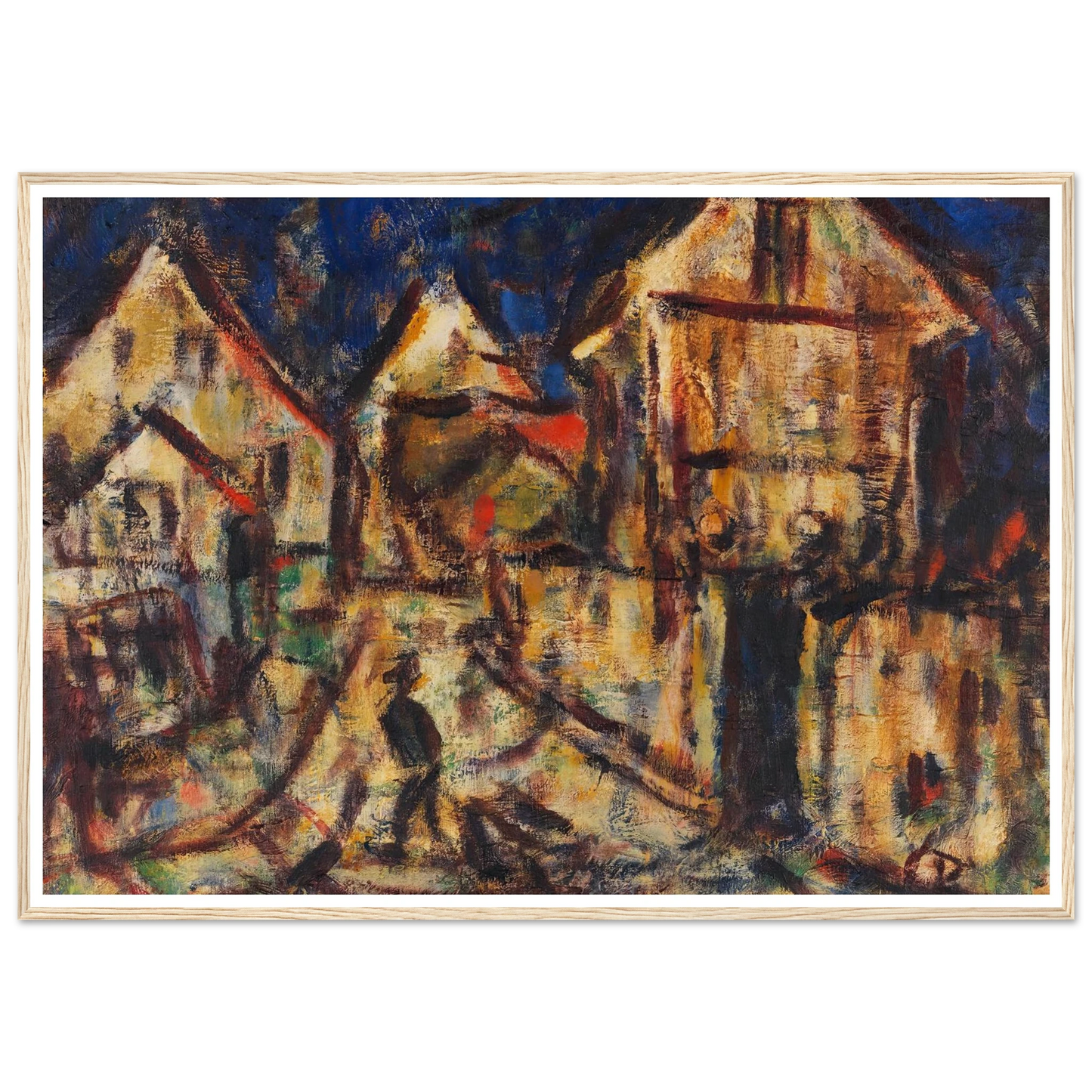 Häuser in Soest (1918) Art Print | Christian Rohlfs - Framed Poster - 30x40 cm / 12x16″ - Black frame