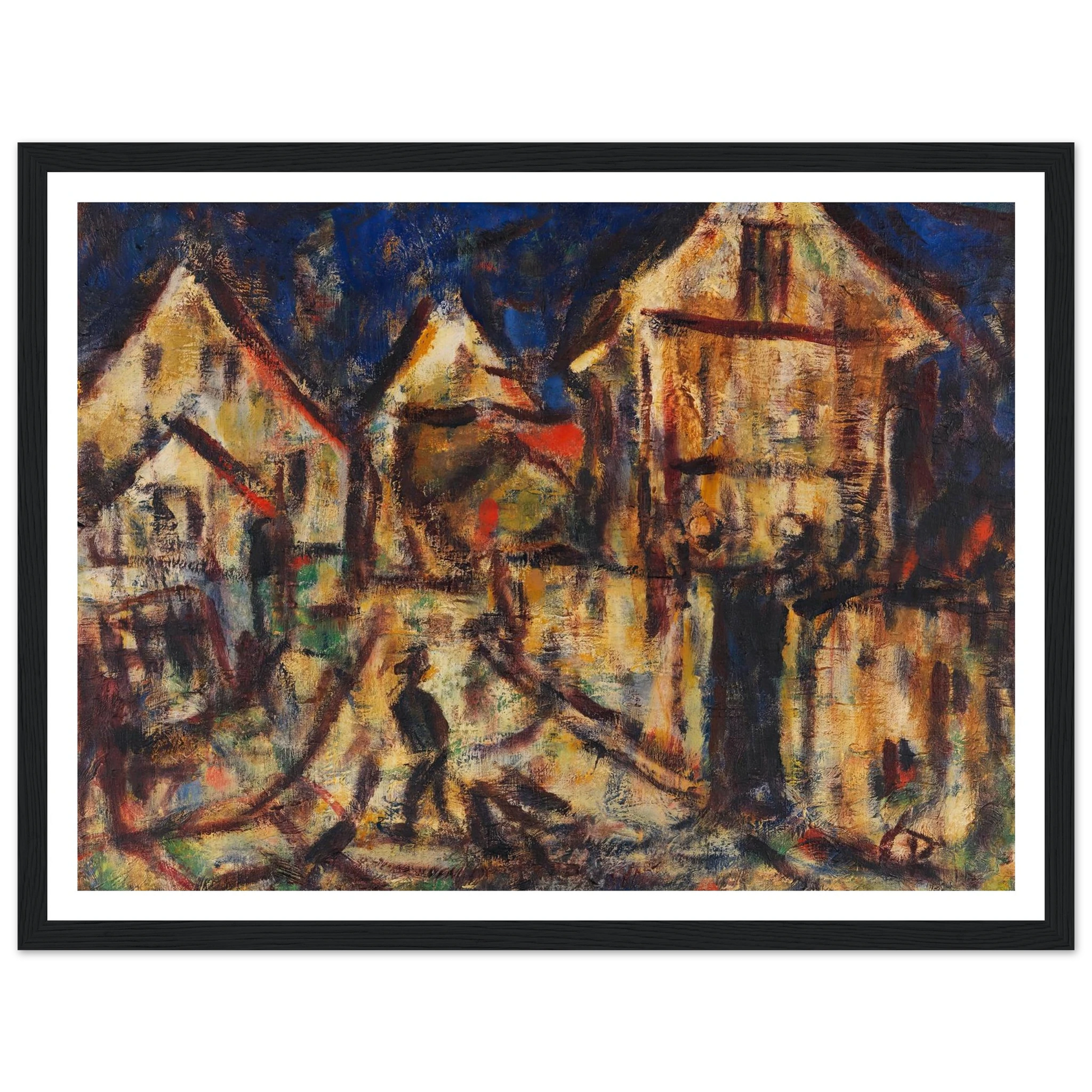 Häuser in Soest (1918) Art Print | Christian Rohlfs - Framed Poster - 30x40 cm / 12x16″ - Black frame