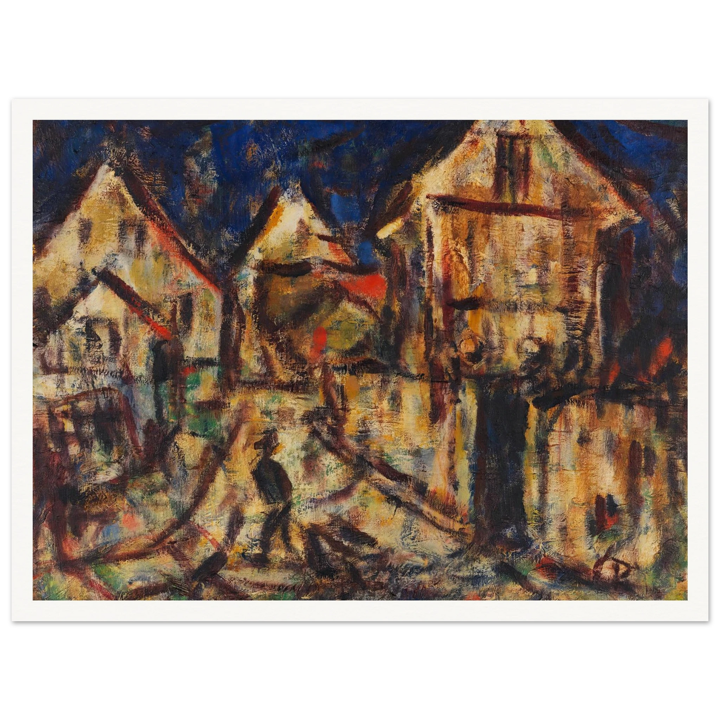 Häuser in Soest (1918) Art Print | Christian Rohlfs - Framed Poster - 30x40 cm / 12x16″ - Black frame