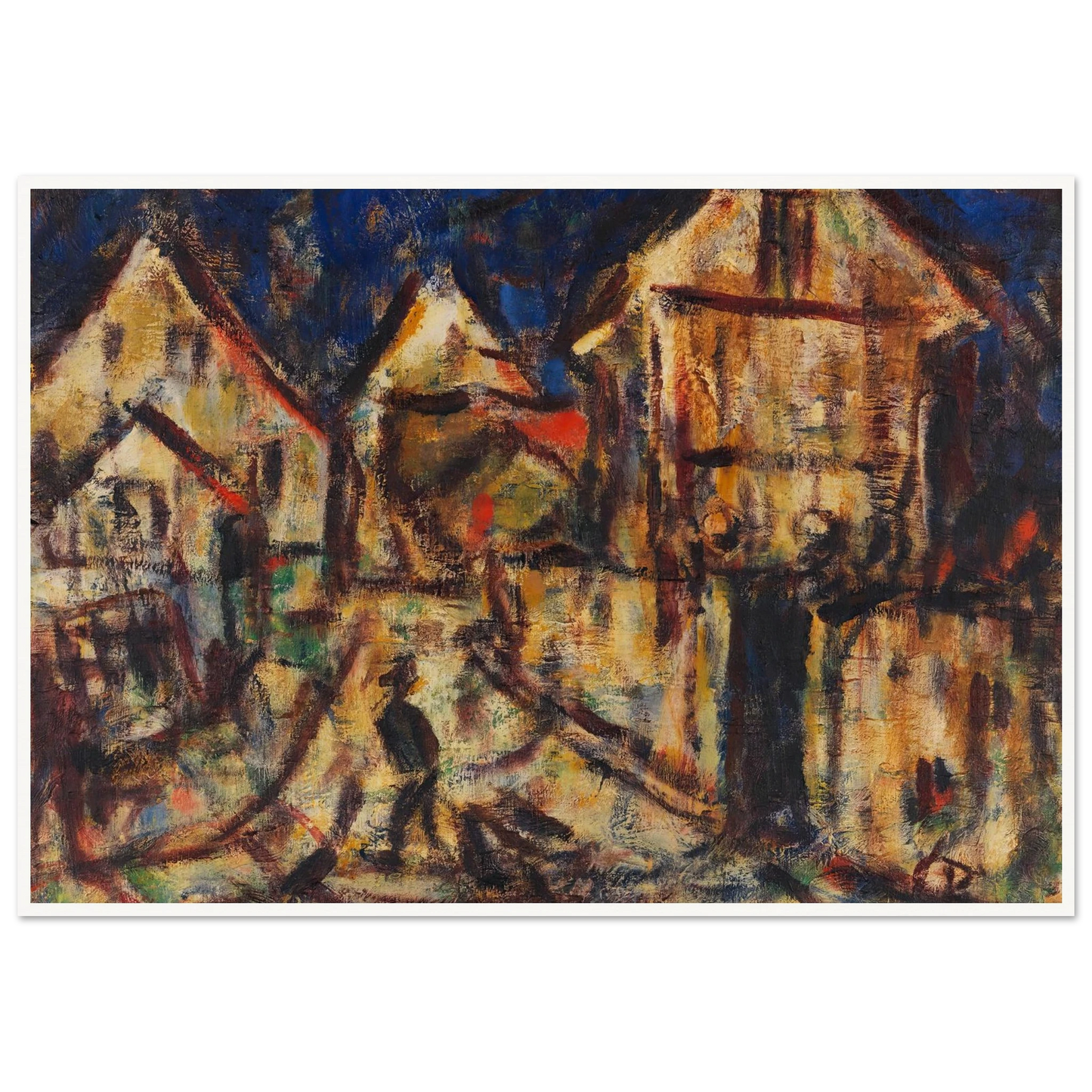 Häuser in Soest (1918) Art Print | Christian Rohlfs - Framed Poster - 30x40 cm / 12x16″ - Black frame