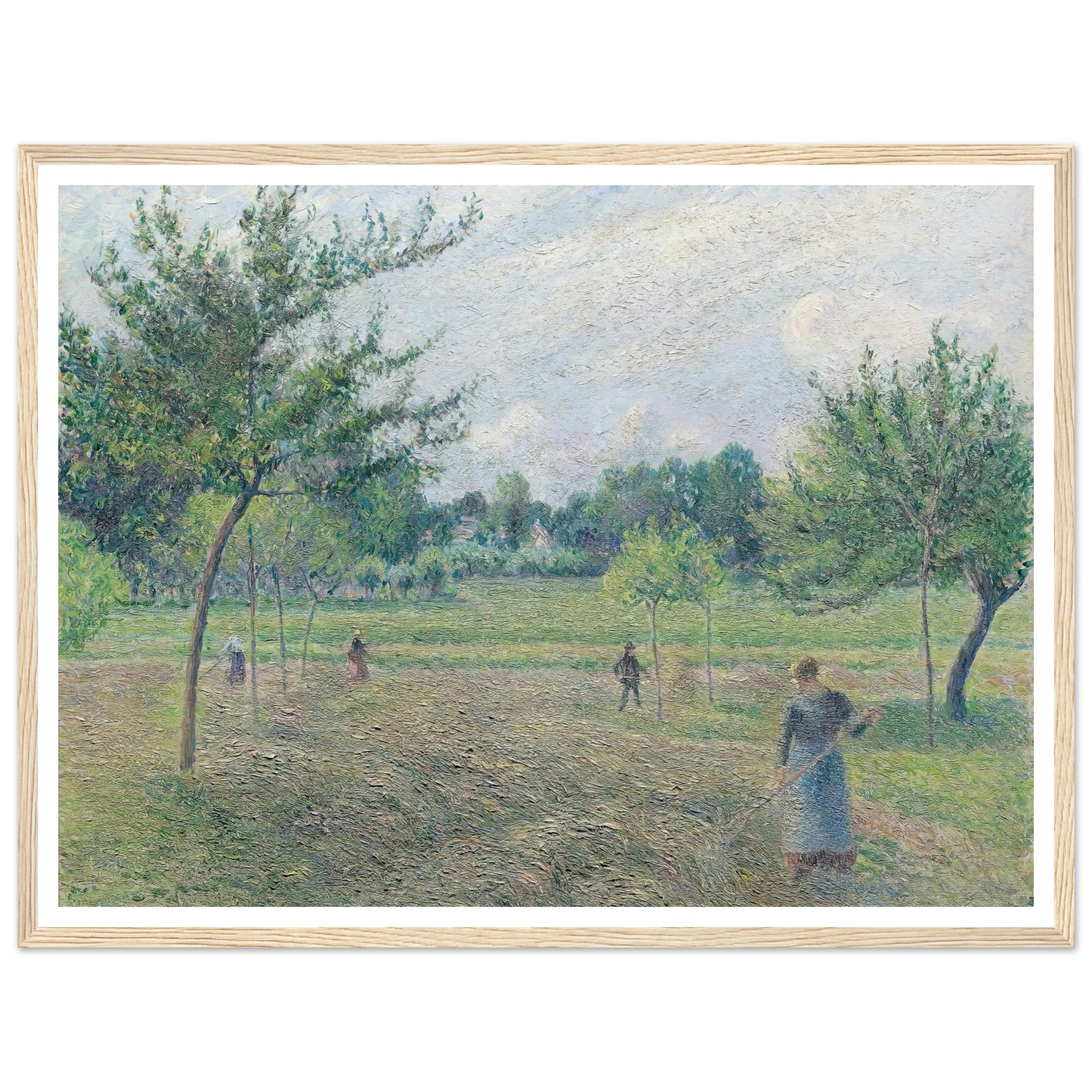 Haymaking at Éragny (1892) Art Print | Camille Pissarro - Framed Poster - 30x40 cm / 12x16″ - Black frame