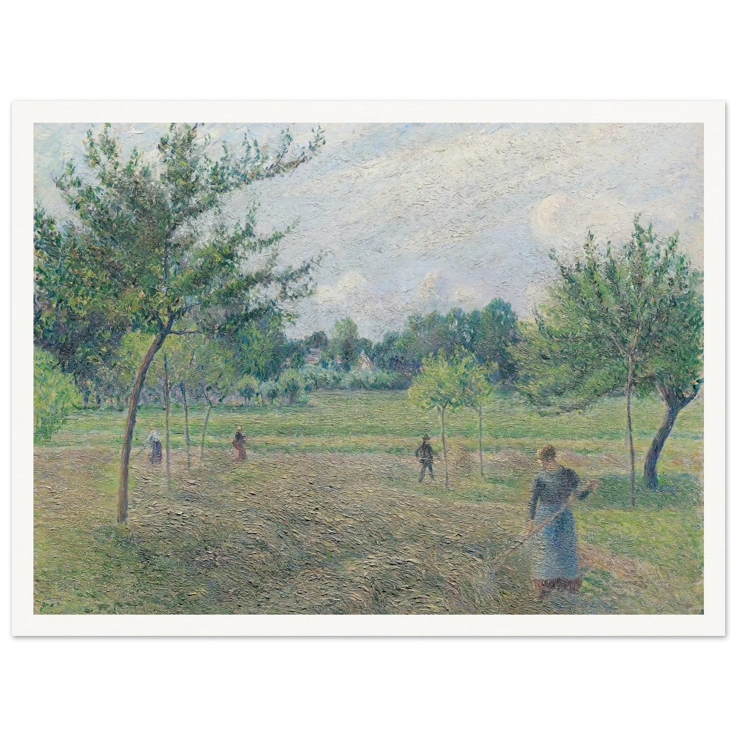 Haymaking at Éragny (1892) Art Print | Camille Pissarro - Framed Poster - 30x40 cm / 12x16″ - Black frame