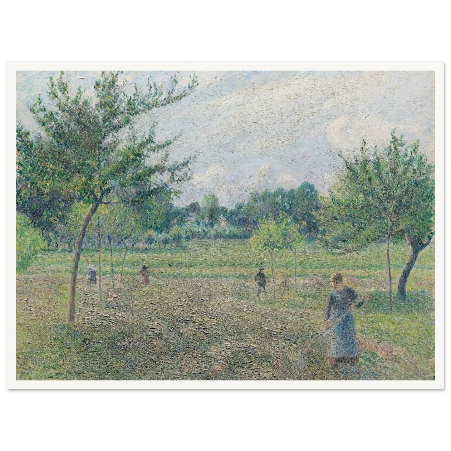 Haymaking at Éragny (1892) Art Print | Camille Pissarro - Framed Poster - 30x40 cm / 12x16″ - Black frame