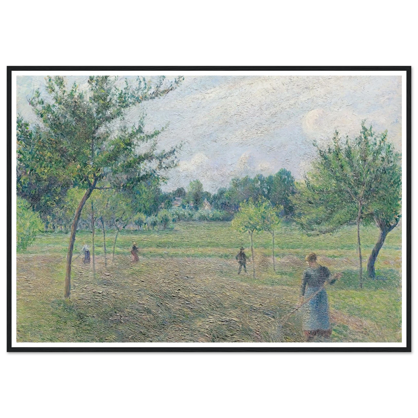 Haymaking at Éragny (1892) Art Print | Camille Pissarro - Framed Poster - 30x40 cm / 12x16″ - Black frame