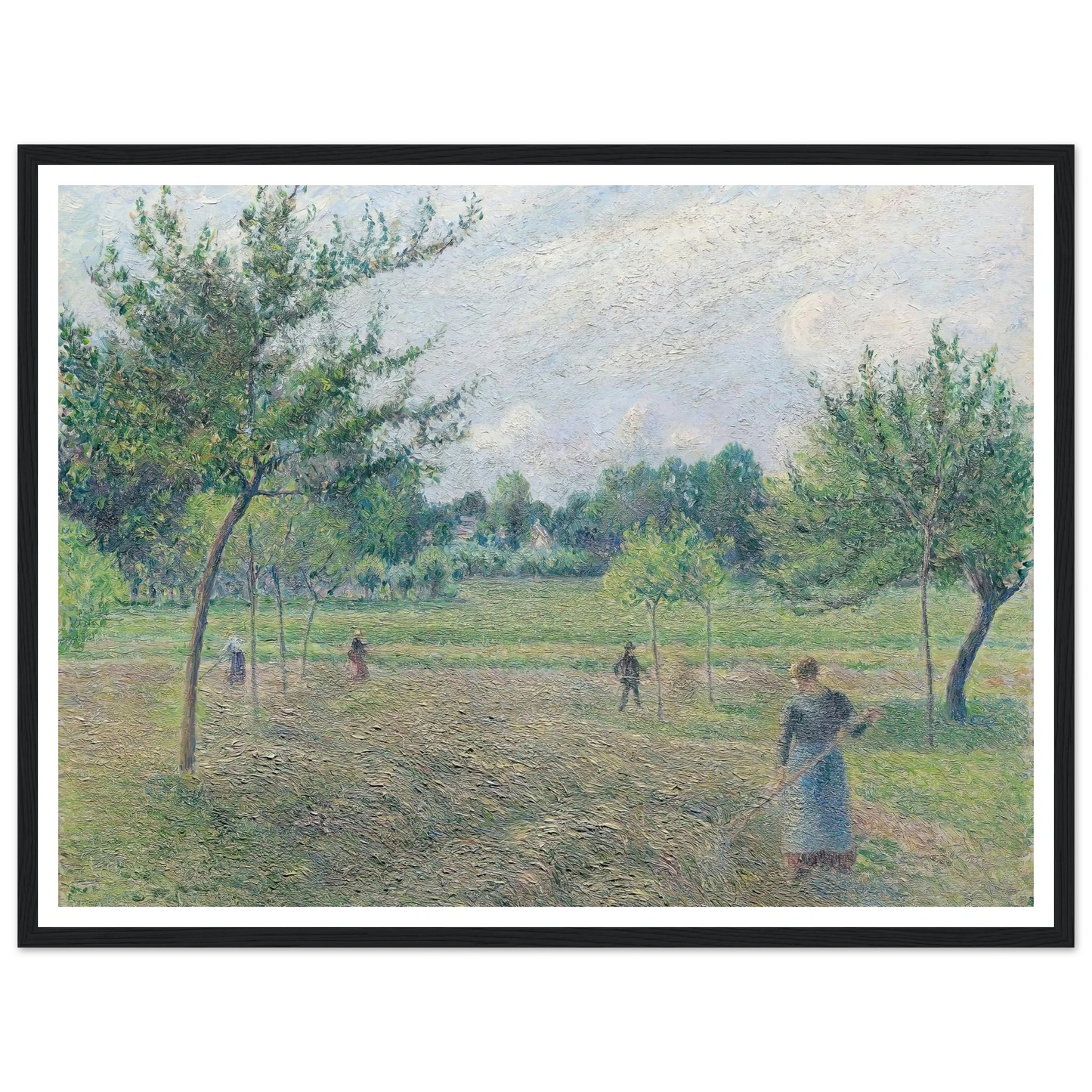 Haymaking at Éragny (1892) Art Print | Camille Pissarro - Framed Poster - 30x40 cm / 12x16″ - Black frame