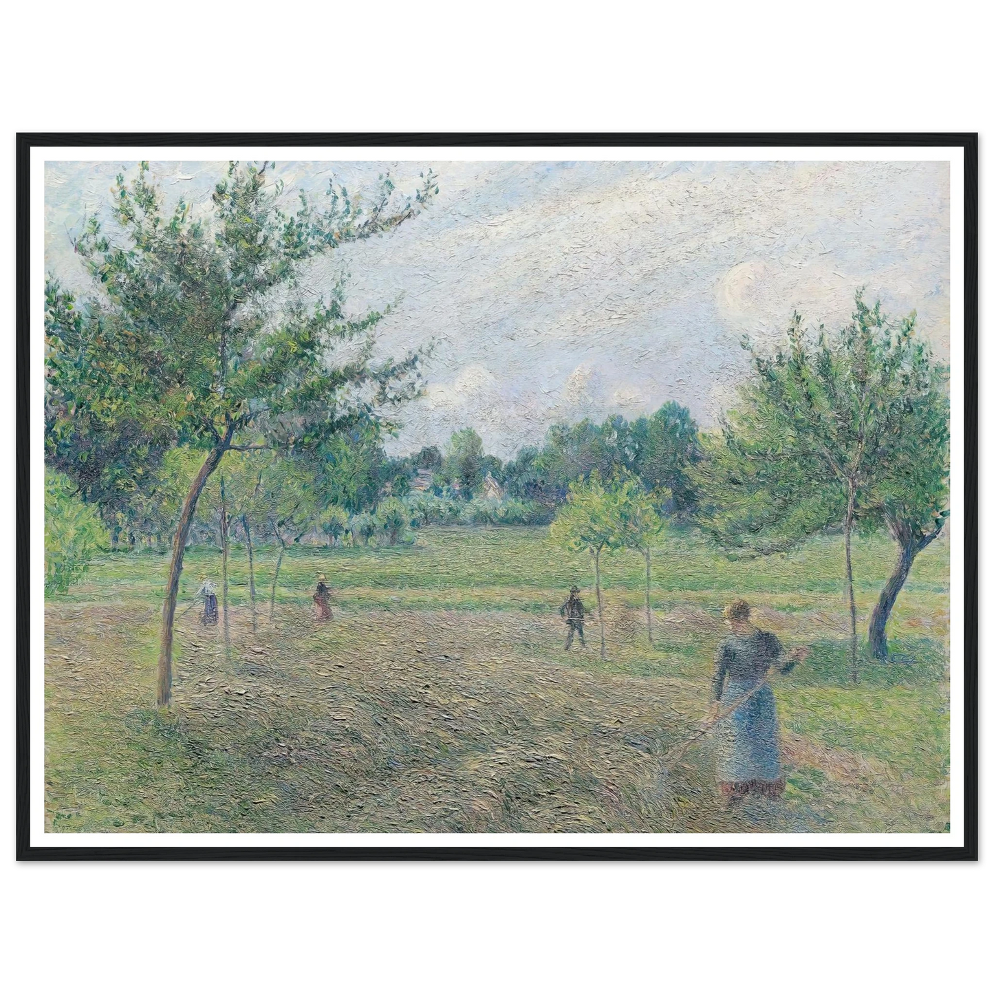 Haymaking at Éragny (1892) Art Print | Camille Pissarro - Framed Poster - 30x40 cm / 12x16″ - Black frame