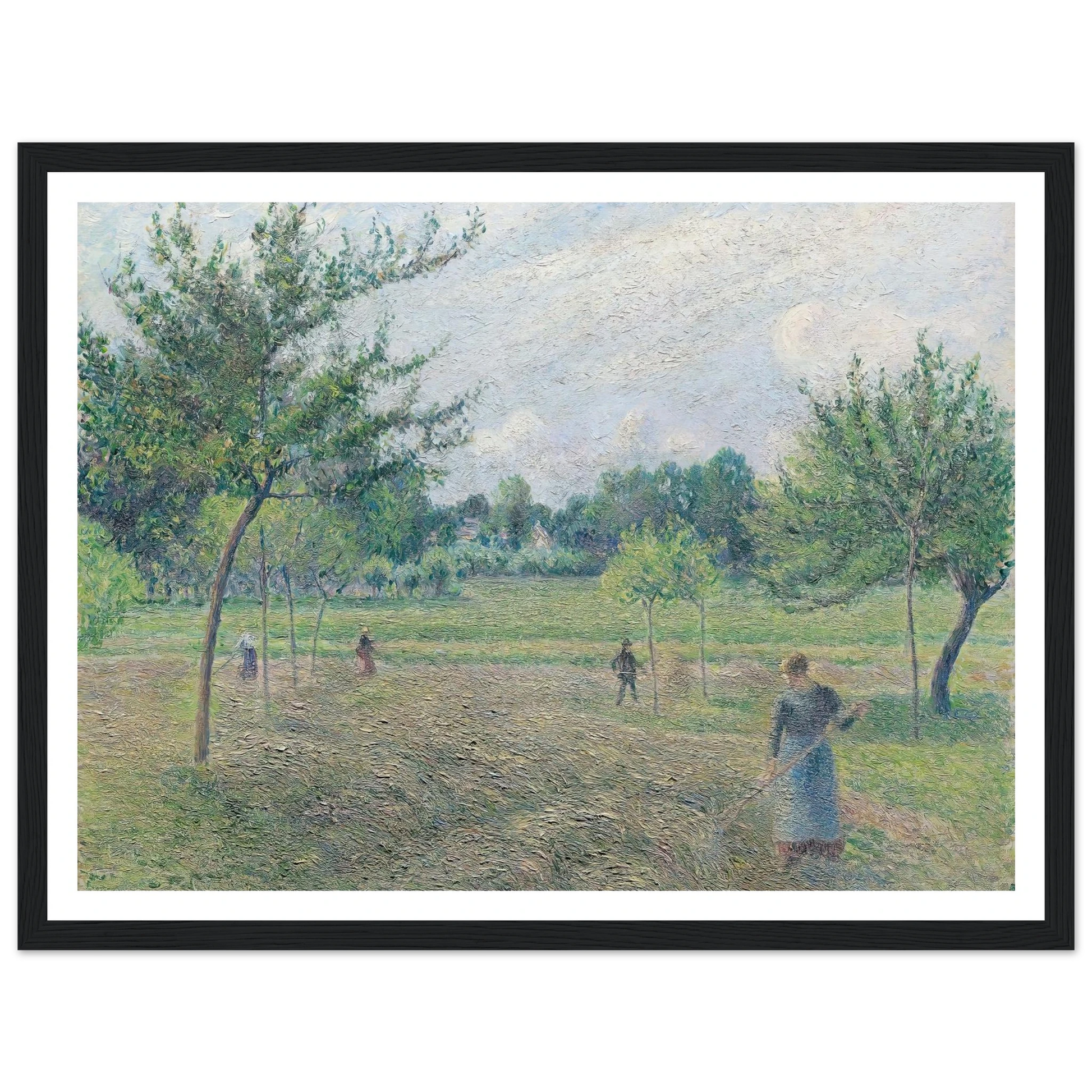 Haymaking at Éragny (1892) Art Print | Camille Pissarro - Framed Poster - 30x40 cm / 12x16″ - Black frame