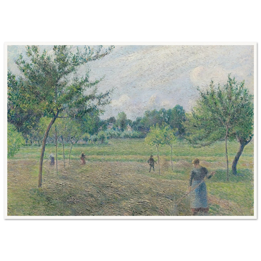 Haymaking at Éragny (1892) Art Print | Camille Pissarro - Framed Poster - 30x40 cm / 12x16″ - Black frame