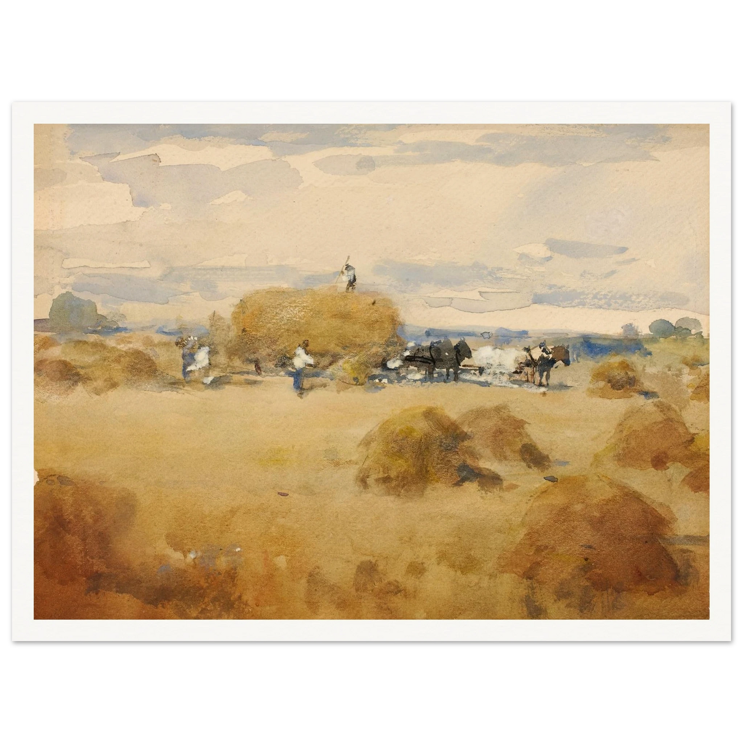 Haymaking Scene Art Print | William Henry Holmes - Framed Poster - 30x40 cm / 12x16″ - Black frame
