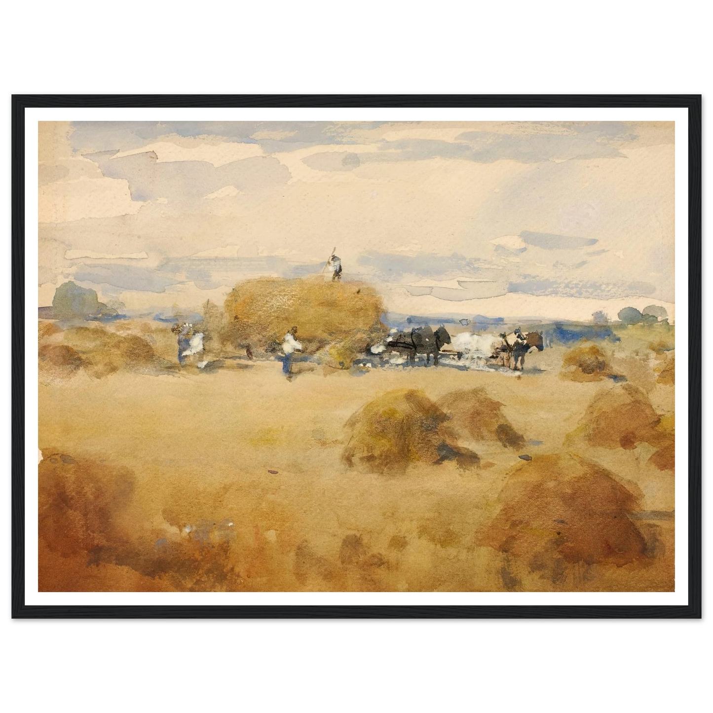 Haymaking Scene Art Print | William Henry Holmes - Framed Poster - 30x40 cm / 12x16″ - Black frame