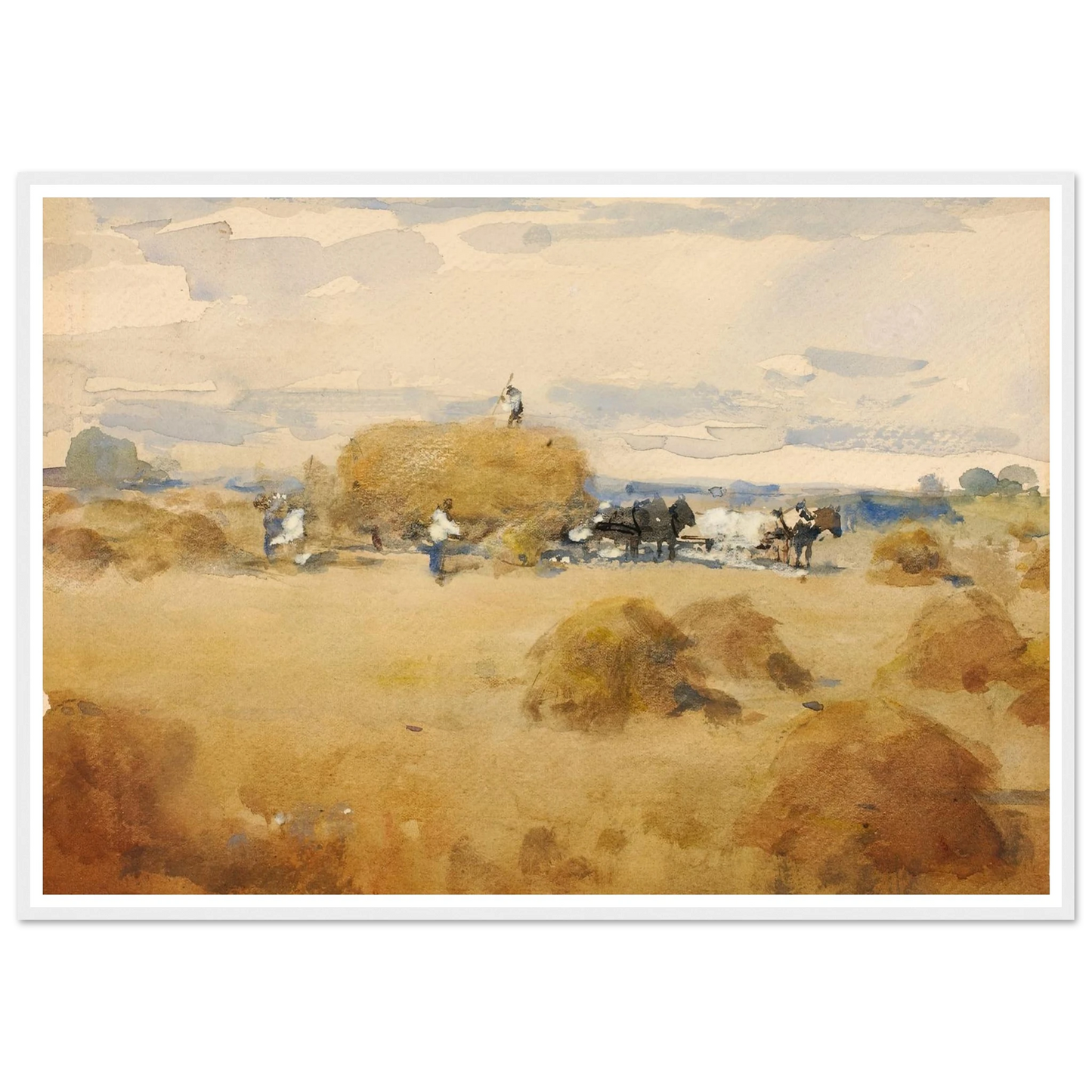Haymaking Scene Art Print | William Henry Holmes - Framed Poster - 30x40 cm / 12x16″ - Black frame